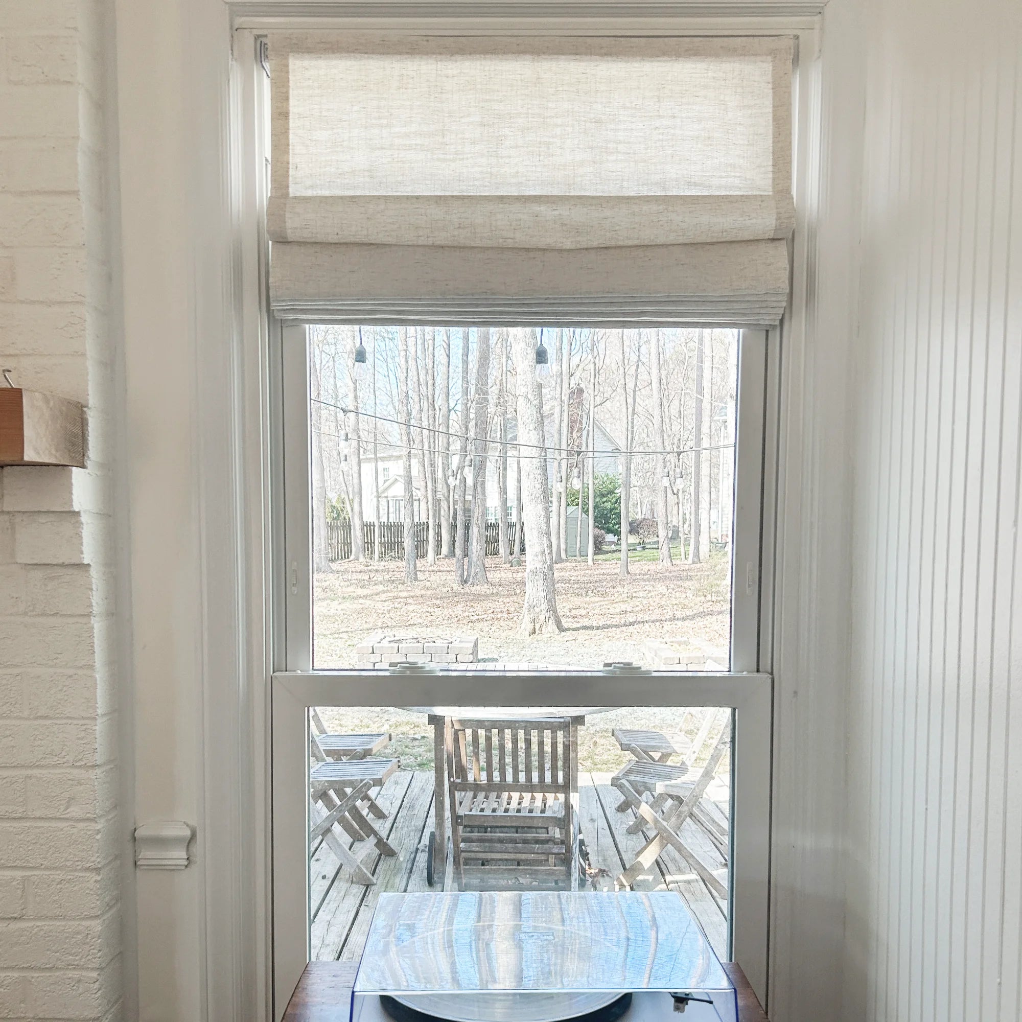 Gwynara Premium Textured Linen-Cotton Blend Organic Slub Weave & Effortless Roman Shades: Image 607-9-2 showcases the roman shade with premium linen-cotton blend, natural organic slub weave, soft texture and elegant draping effect.