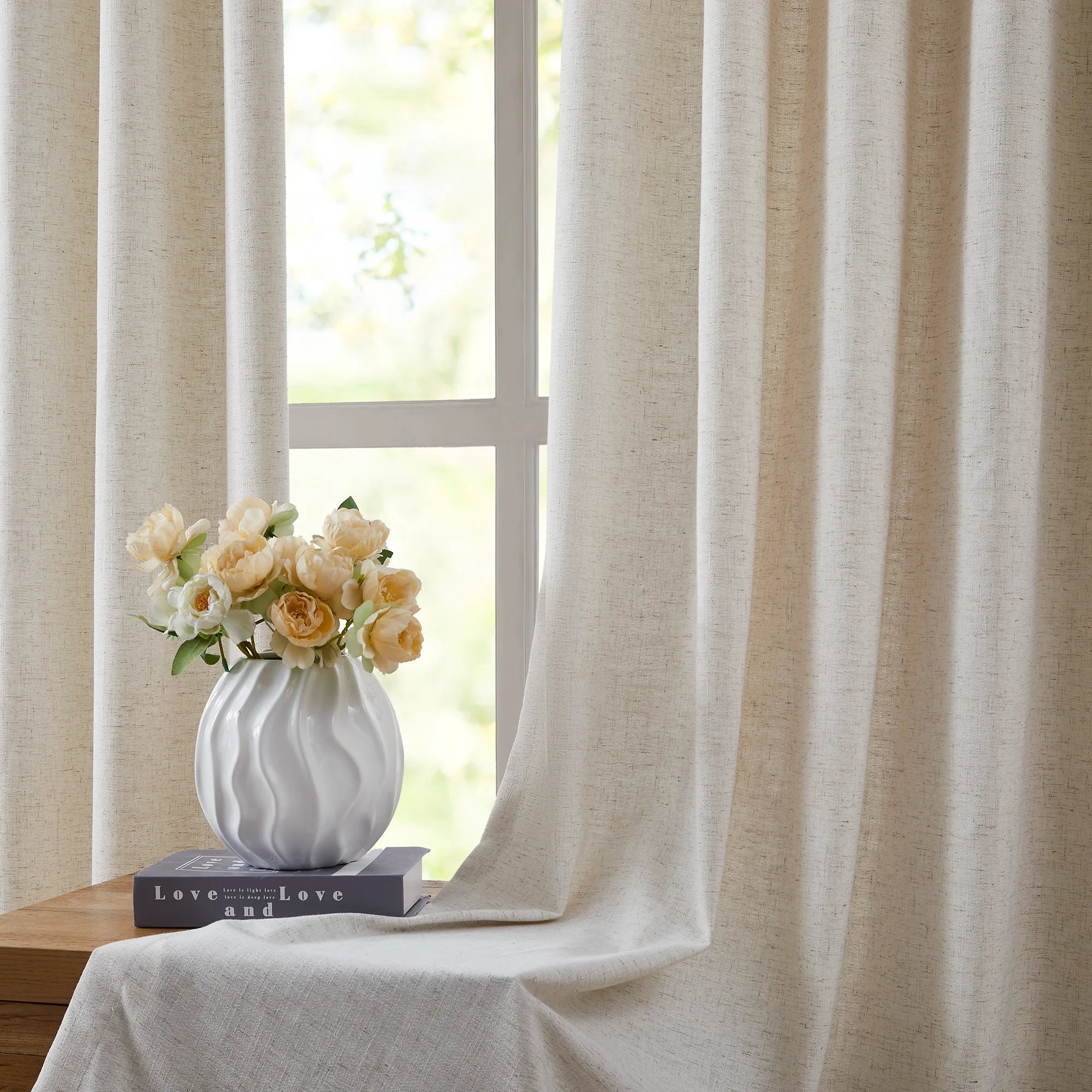 Gwynara Premium Textured Linen-Cotton Blend Curtain – Organic Slub Weave & Effortless Drape