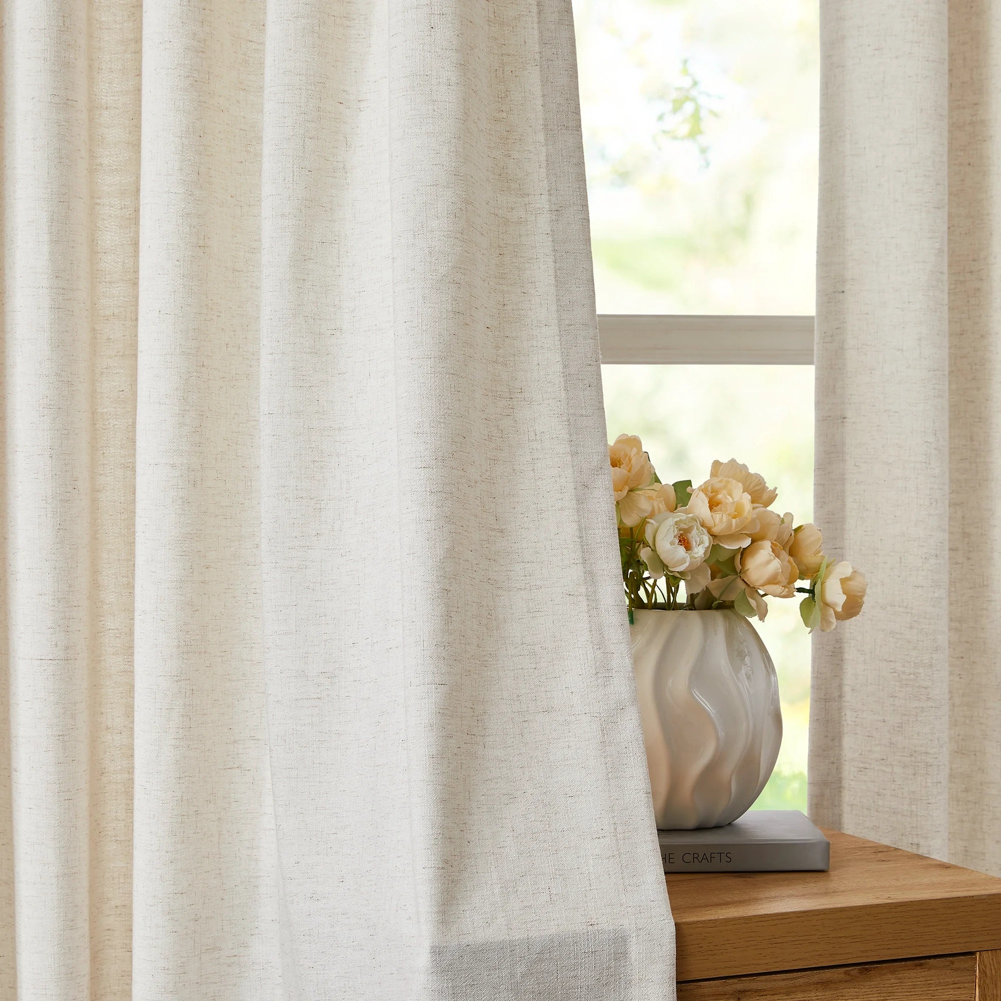 Gwynara Premium Textured Linen-Cotton Blend Curtain – Organic Slub Weave & Effortless Drape