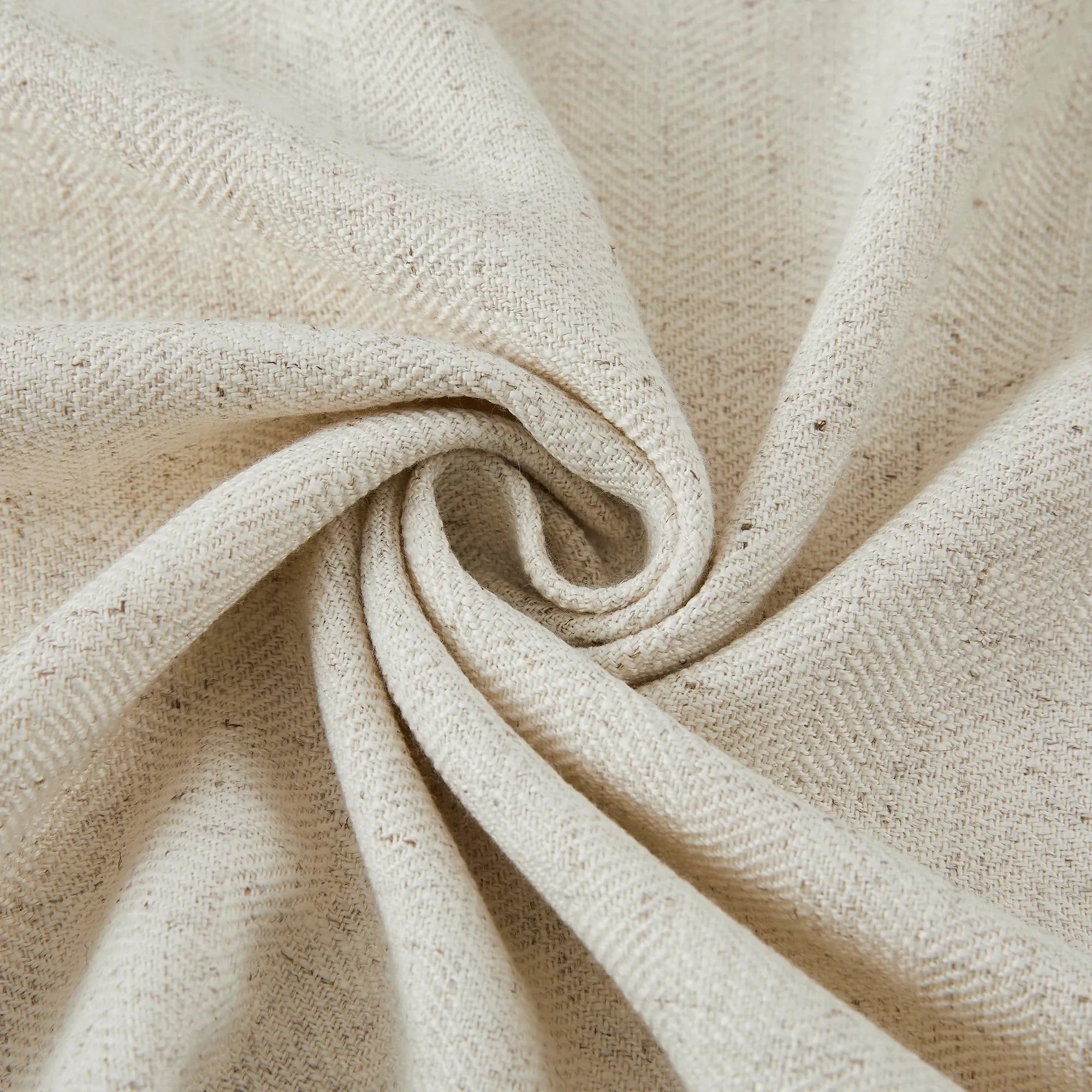 Hestara Herringbone Linen-Blend Textured Curtains – Soft Neutral Drapes for a Relaxed Natural Look