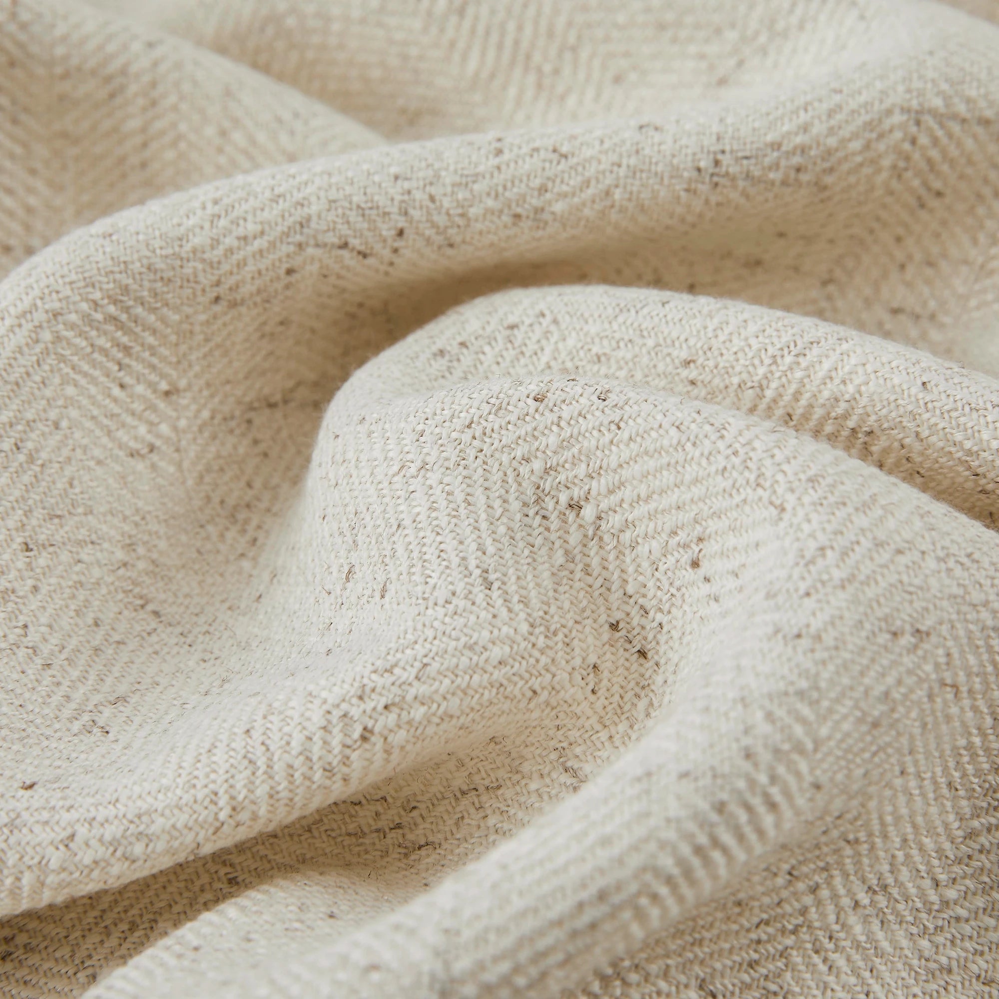 Hestara Herringbone Linen-Blend Textured Curtains – Soft Neutral Drapes for a Relaxed Natural Look