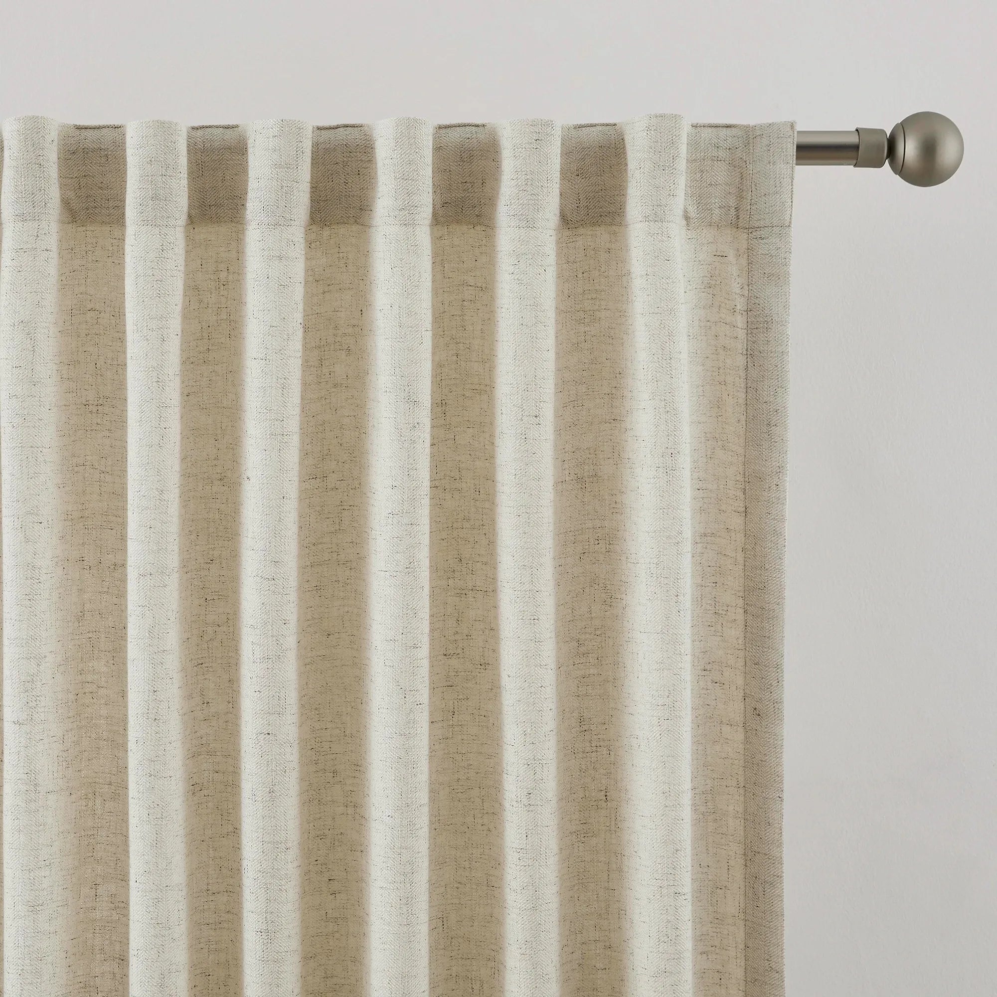 Hestara Herringbone Linen-Blend Textured Curtains – Soft Neutral Drapes for a Relaxed Natural Look
