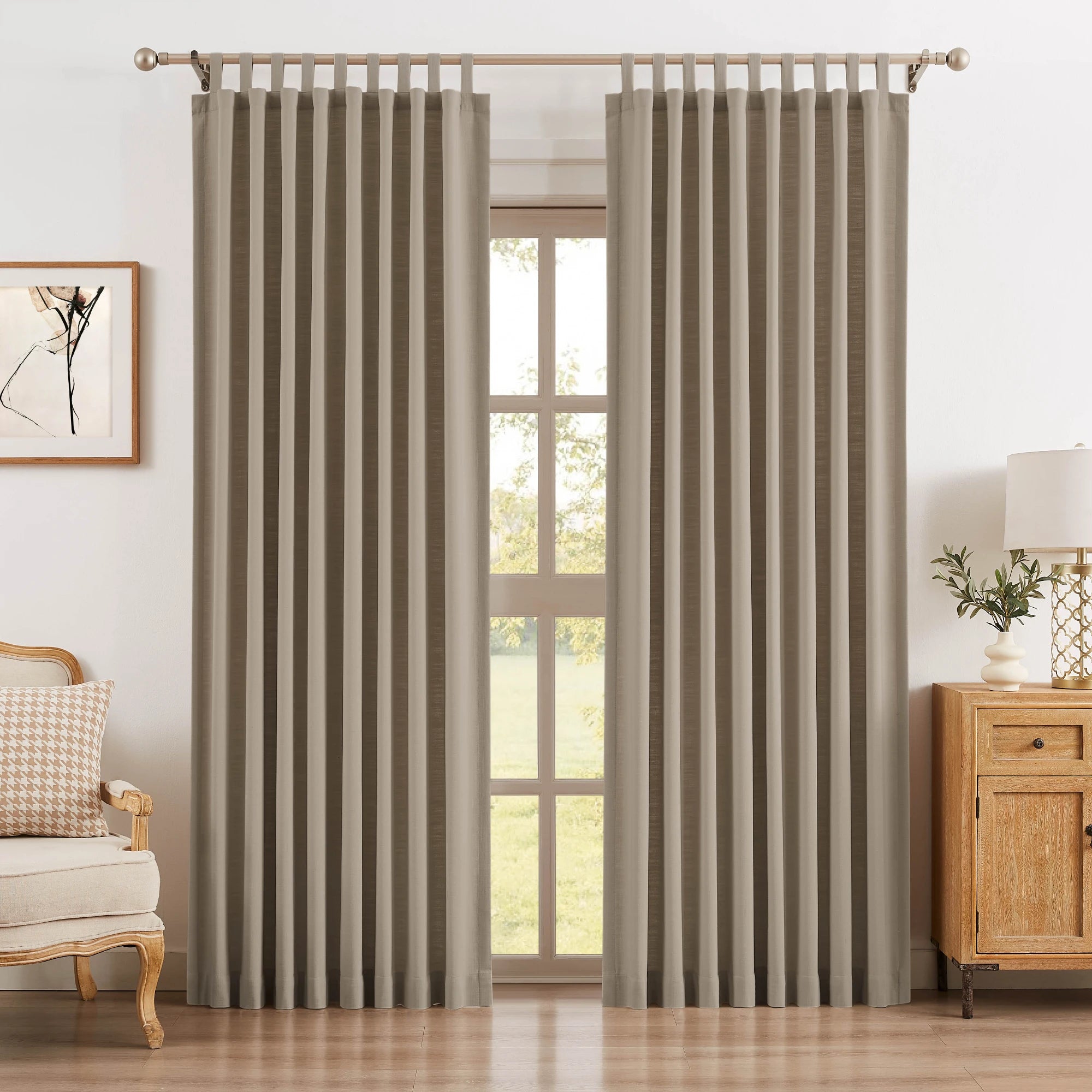 Ilythra cotton-linen light filtering layered double-layer curtain set model 608-5 scene 1 showcasing window curtains
