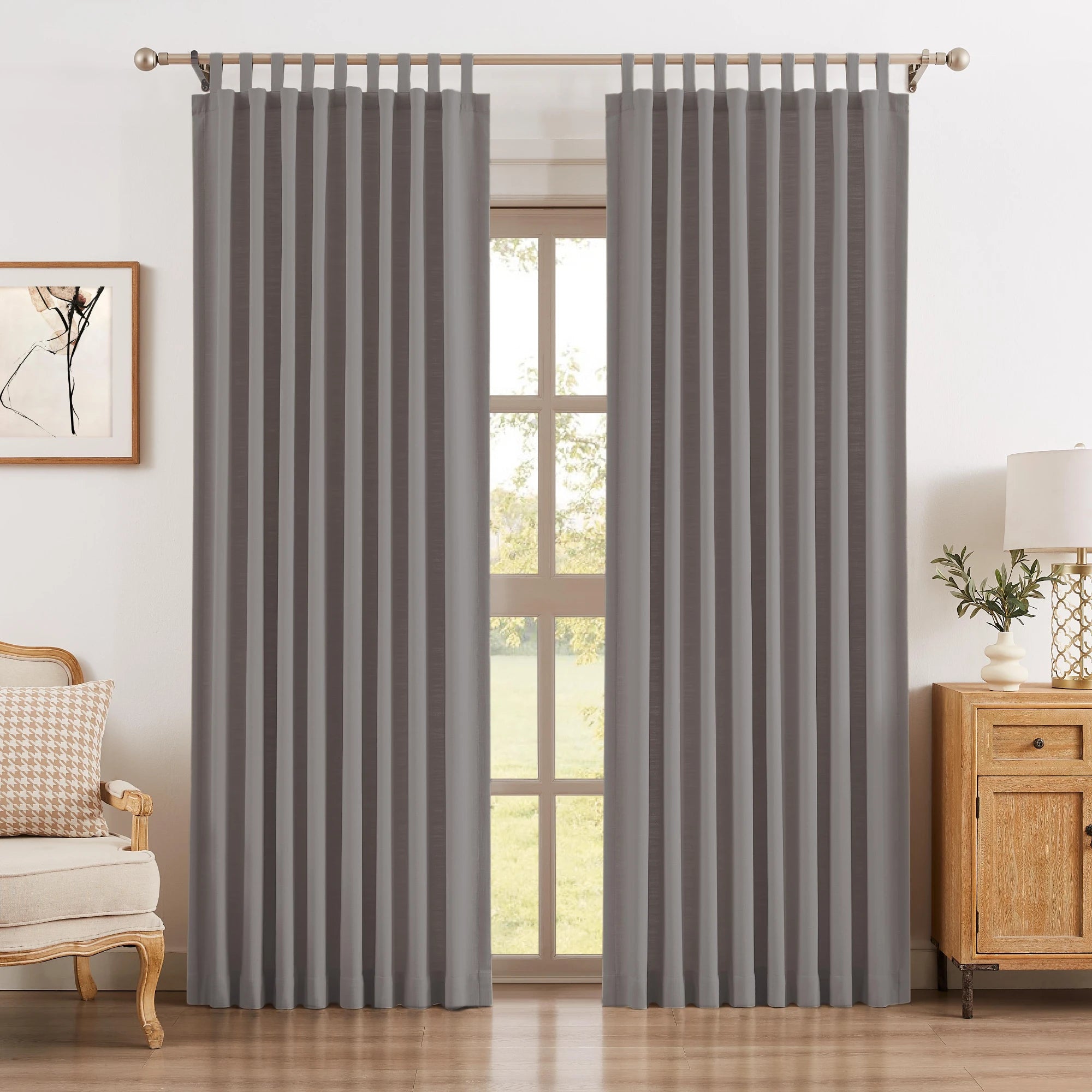 Ilythra cotton-linen light filtering layered double-layer curtain set model 608-8 scene 1 showcasing window curtains