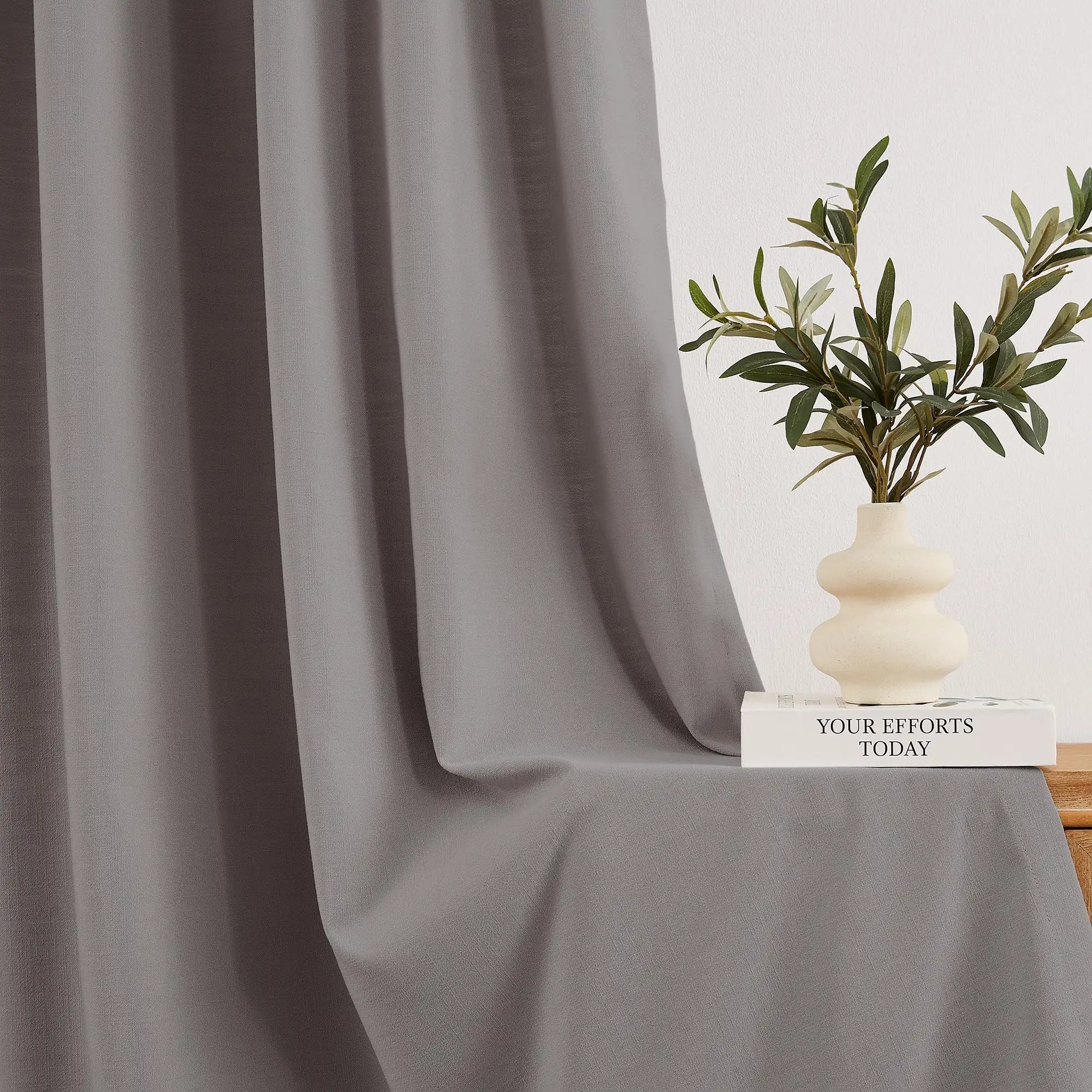 Ilythra cotton-linen light filtering layered double-layer curtain set model 608-8 scene 2 showcasing window curtains