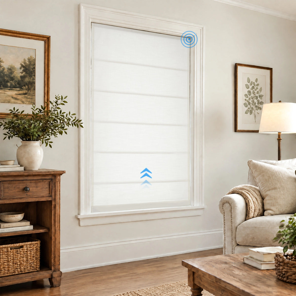 Ilythra Smart Motorized Cotton Linen Roman Shades