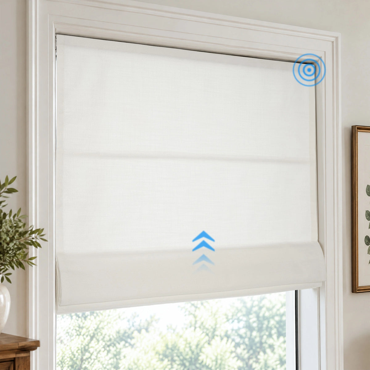 Ilythra Smart Motorized Cotton Linen Roman Shades
