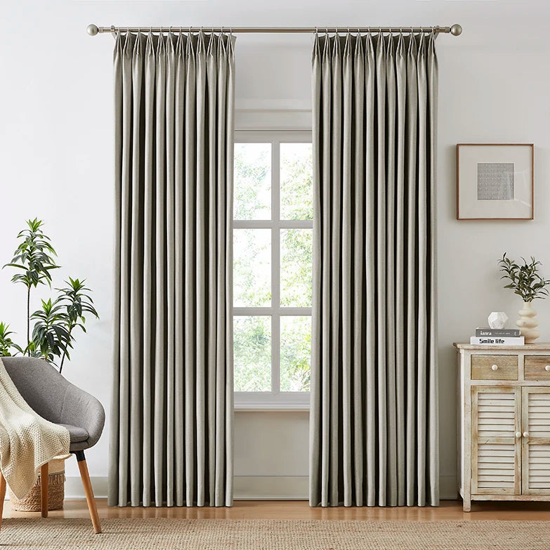 Freshine Iris Blackout Linen Curtains - Elegant Light-Blocking Drapes for Living Room and Bedroom