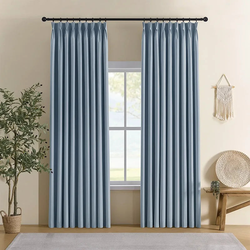 Freshine Isadora Linen-Look Blackout Curtains - Light Blocking Drapes for Living Room and Bedroom