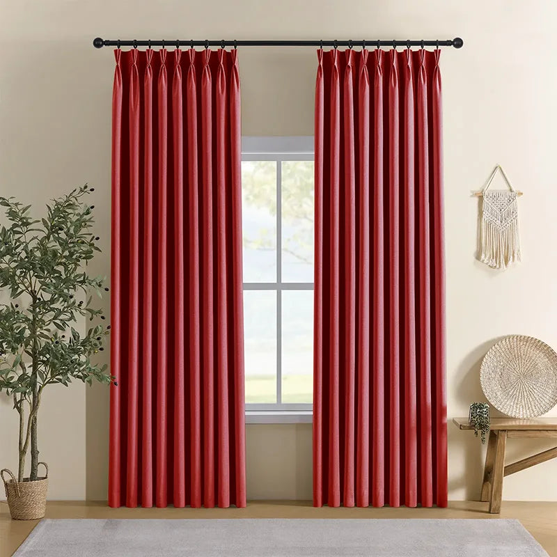 Freshine Isadora Linen-Look Blackout Curtains - Light Blocking Drapes for Living Room and Bedroom