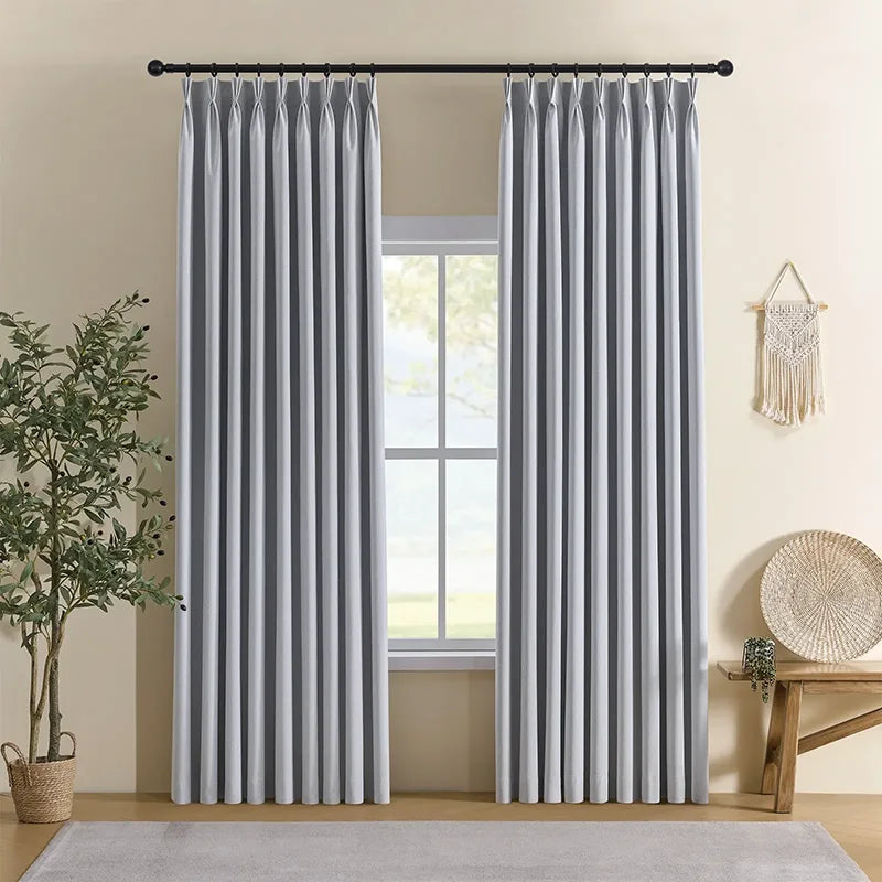 Freshine Isadora Linen-Look Blackout Curtains - Light Blocking Drapes for Living Room and Bedroom