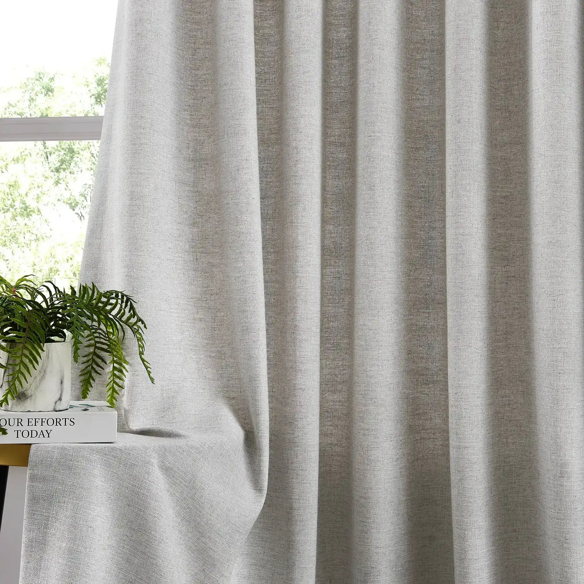 Jovienne Soft-Touch Linen-Cotton Blend Curtain – Heathered Weave & Modern Drape