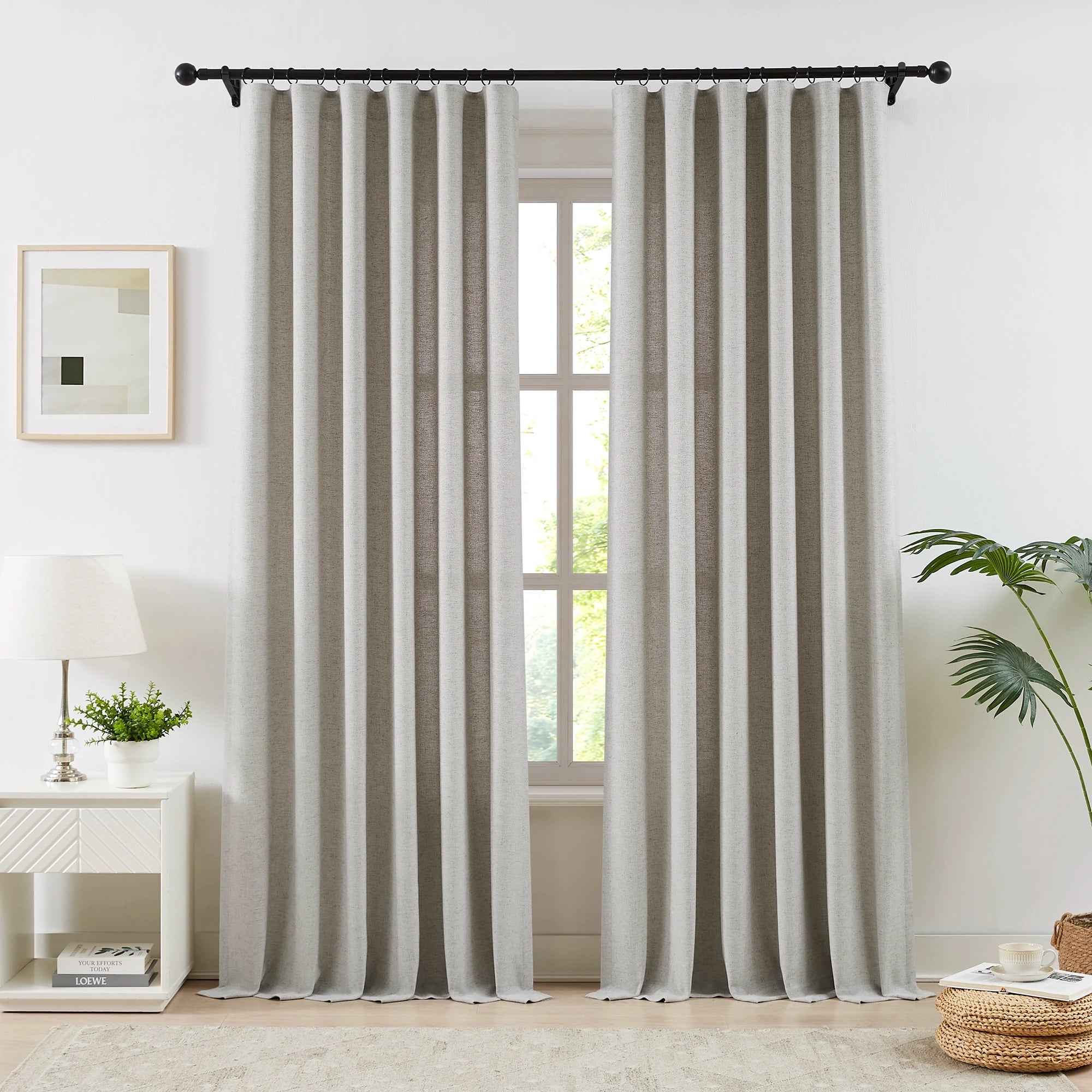 Kaelara Tactile Basketweave Linen-Cotton Blend Curtain – Structural Drapes & Natural Warmth