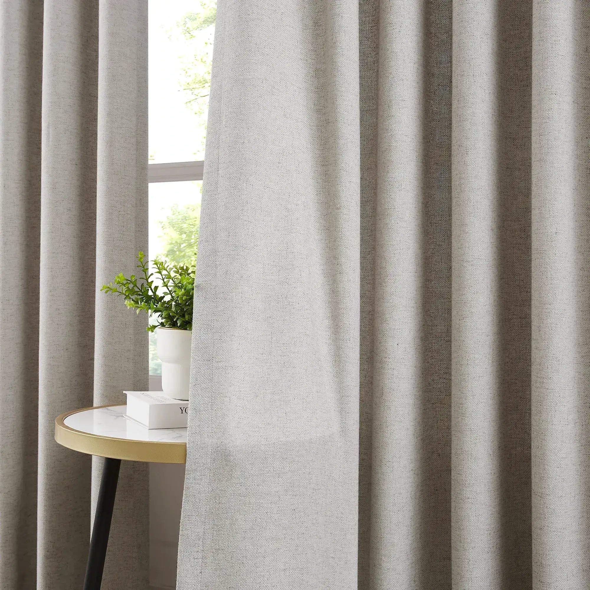 Kaelara Tactile Basketweave Linen-Cotton Blend Curtain – Structural Drapes & Natural Warmth