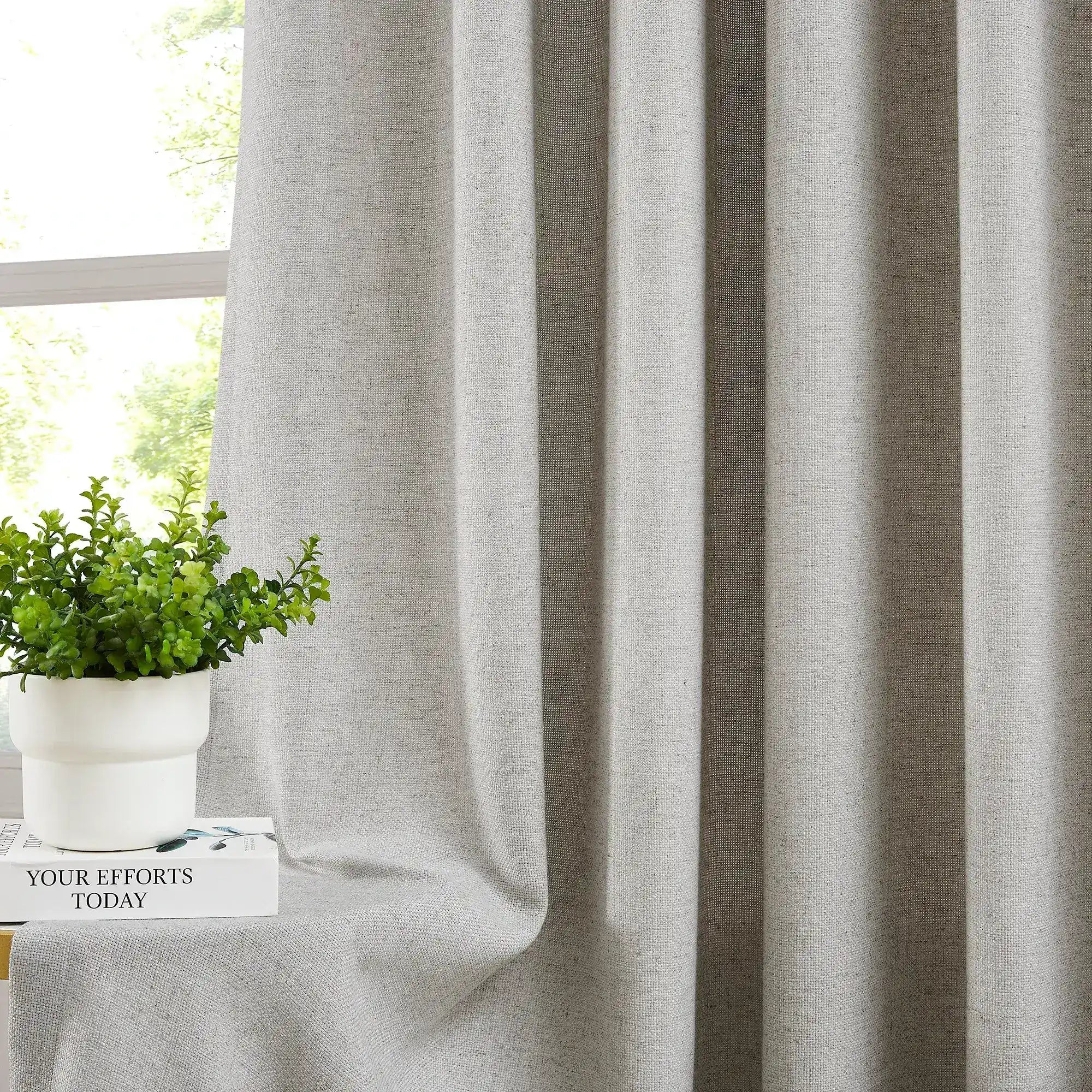 Kaelara Tactile Basketweave Linen-Cotton Blend Curtain – Structural Drapes & Natural Warmth