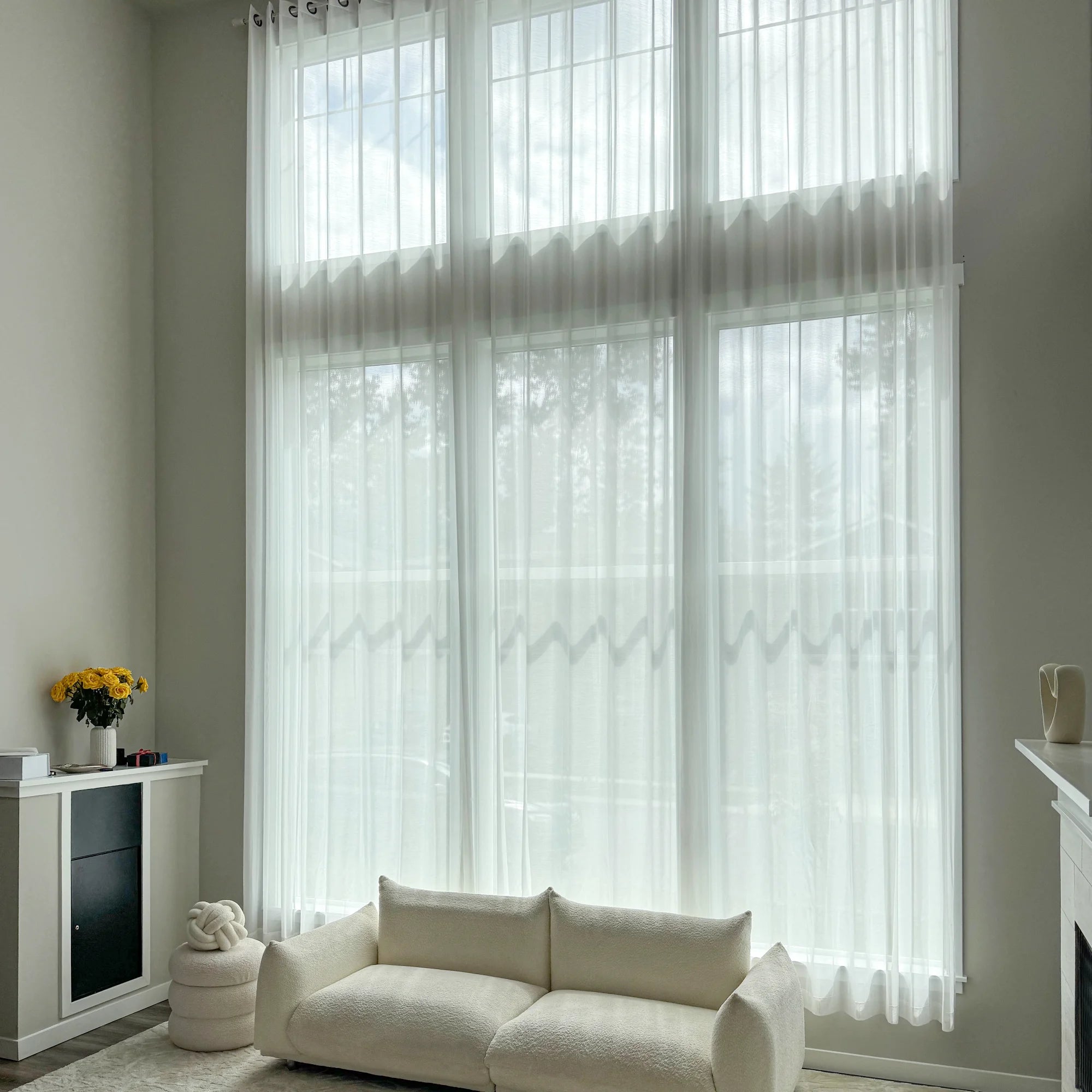 Liana Sheer Curtains for Large Windows - Extra Long Sheer Light Drapes for Living Room & Bedroom Elegance