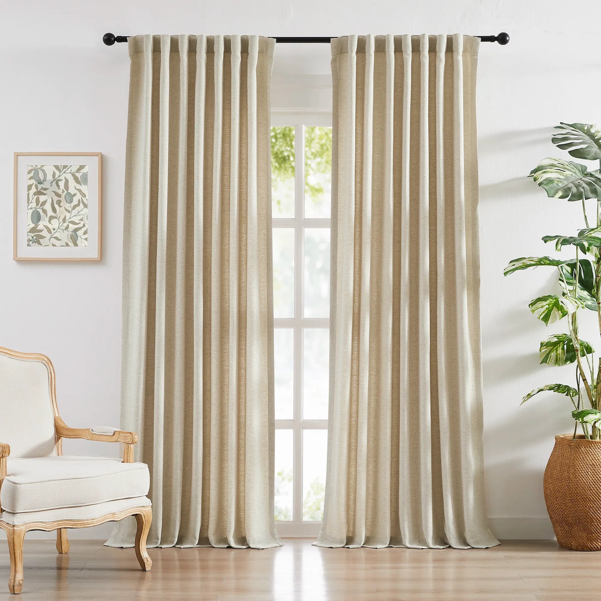 Liranne Classic Herringbone Linen-Cotton Curtain