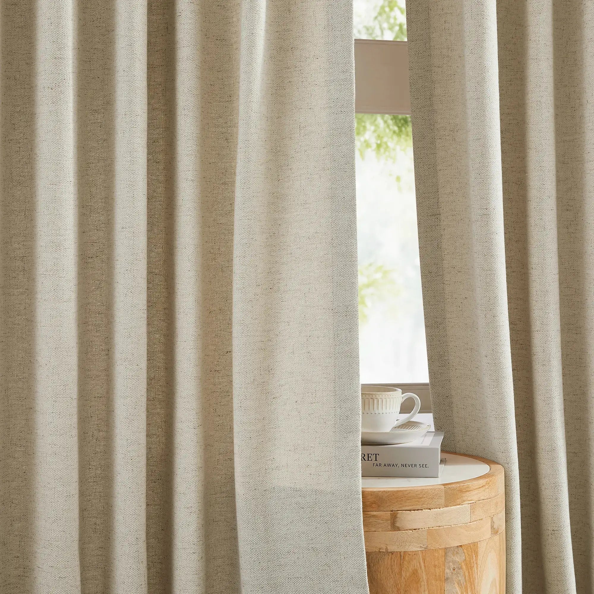 Liranne Classic Herringbone Linen-Cotton Curtain – Timeless Weave & Tailored Drape