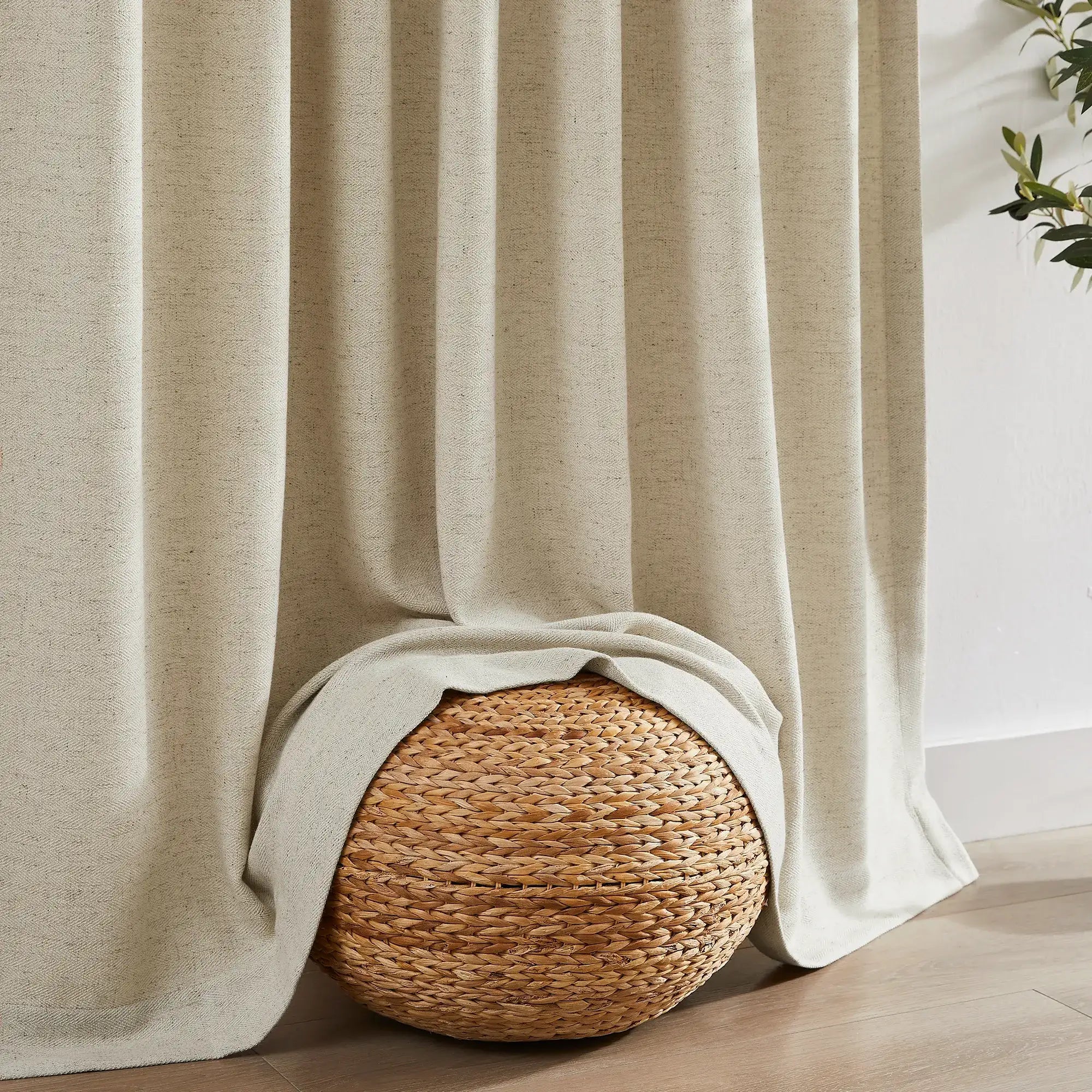 Liranne Classic Herringbone Linen-Cotton Curtain – Timeless Weave & Tailored Drape