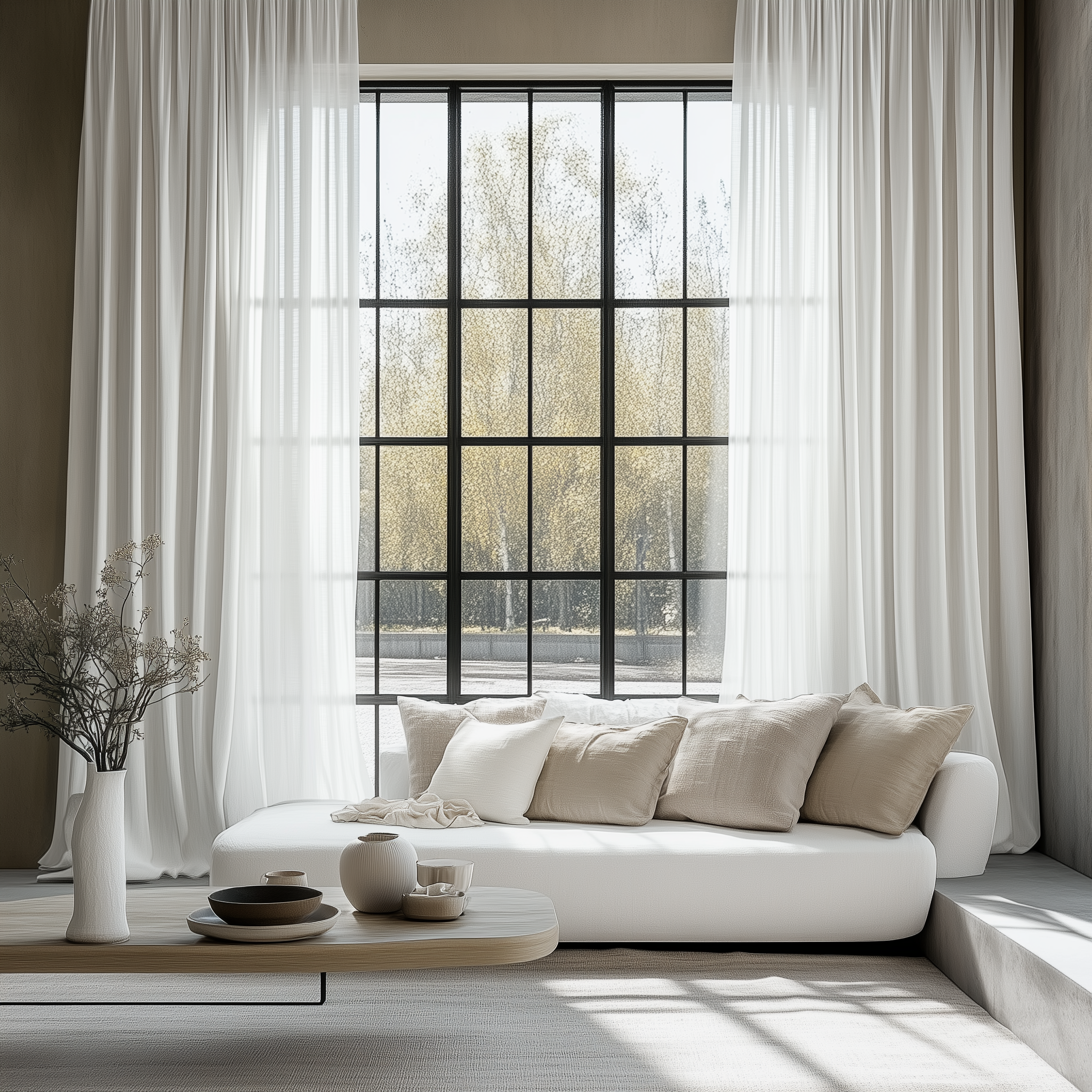 Freshine Luciana Linen Semi Sheer Curtains for Elegant Embossed White Pleated Drapes in a Refined Home