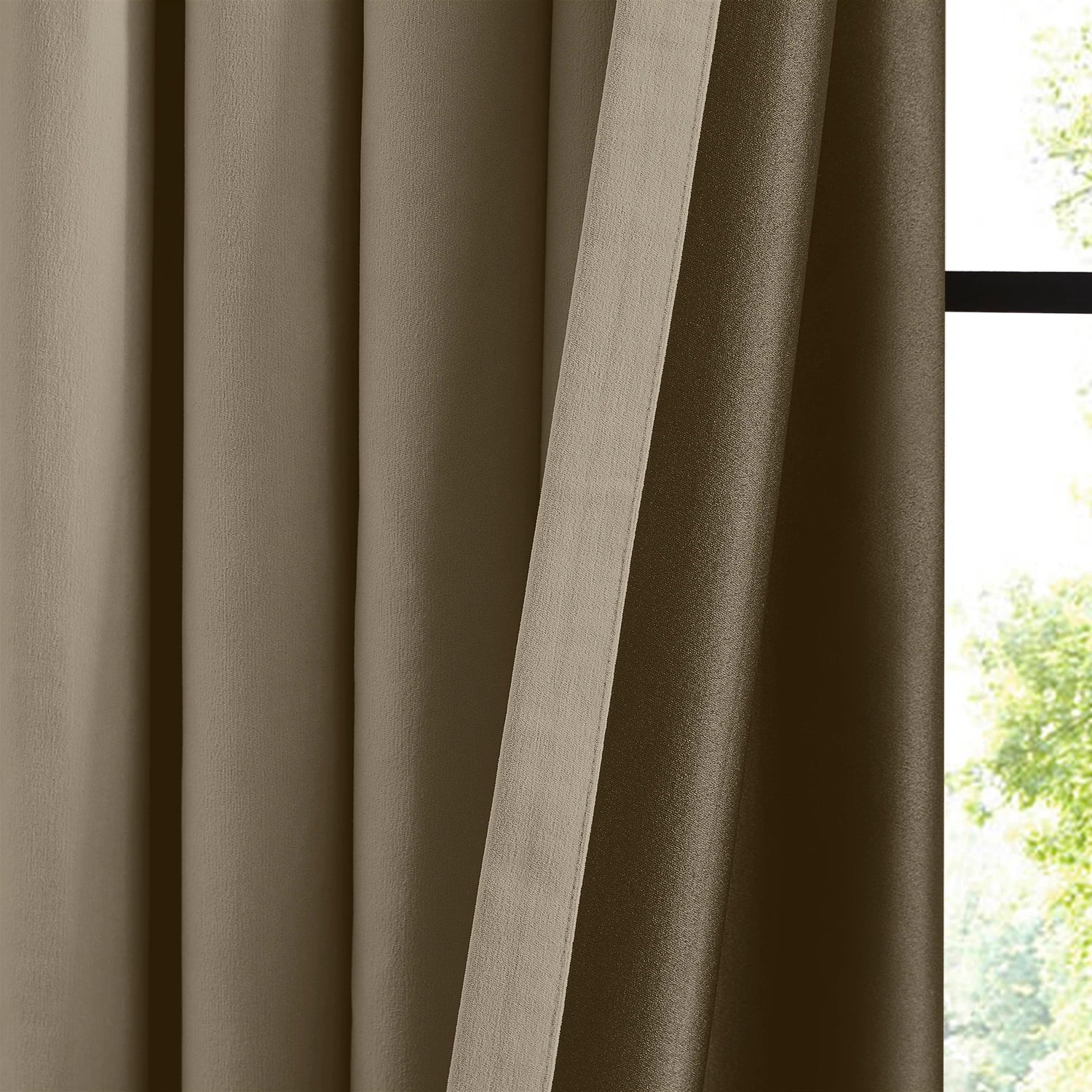 Lyra cloud-6_scene_5 velvet-like texture blackout curtains with elegant luxurious drapes in a modern refined home interior