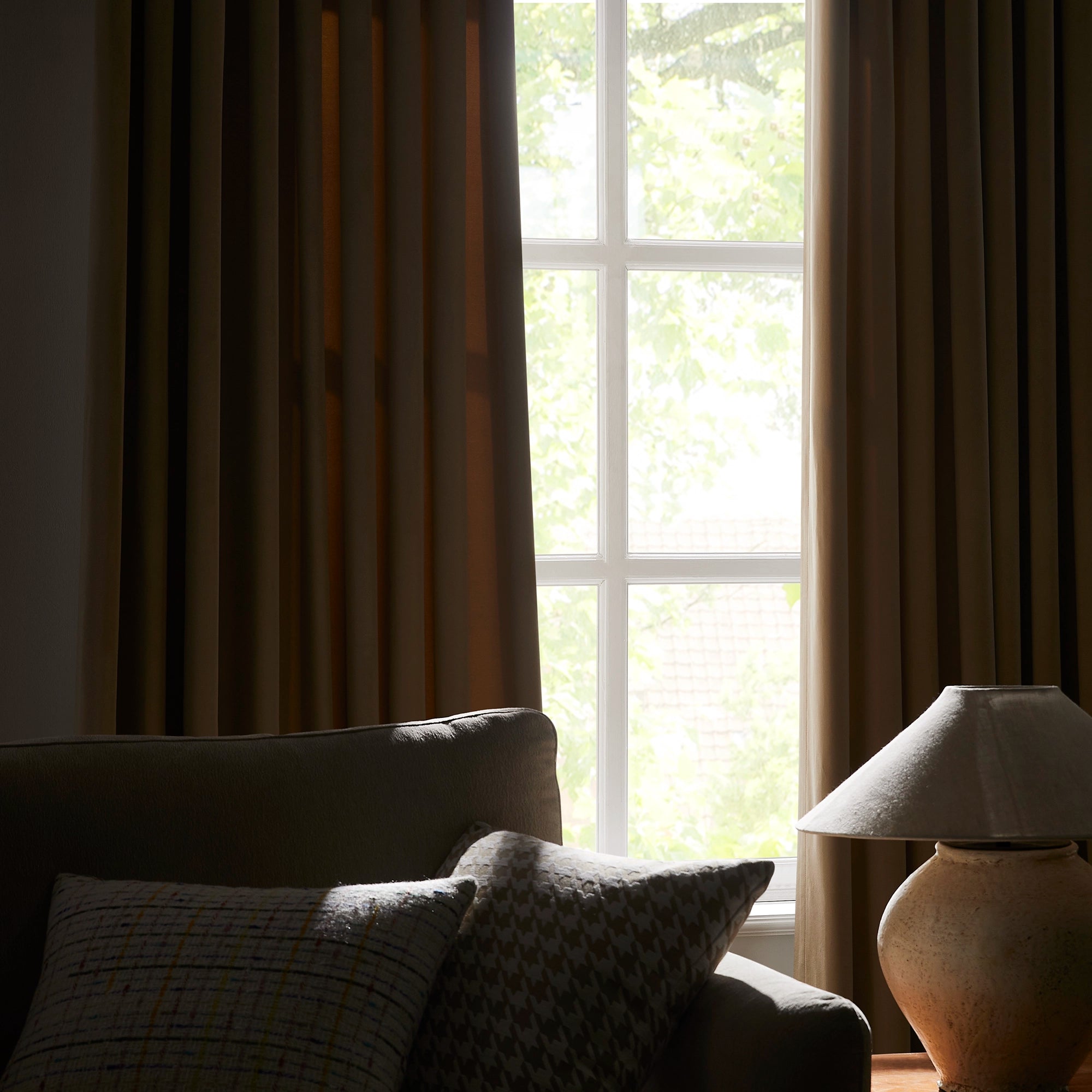 Marina 868-1_scene_2 floor-to-ceiling soft blackout velvet curtains displaying elegant full-length drape in a sophisticated modern home interior