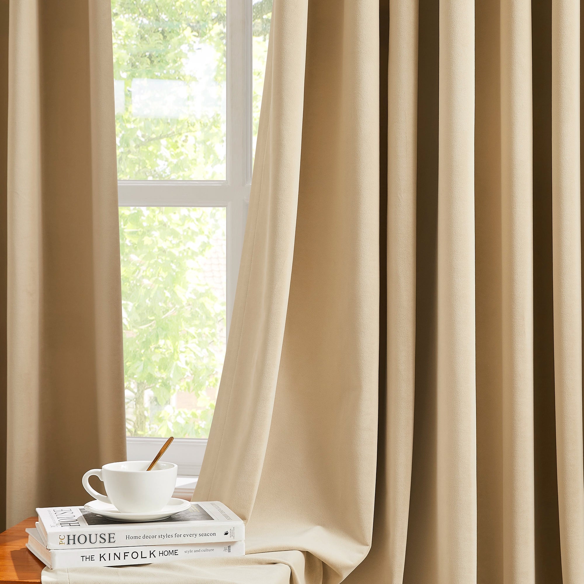 Marina 868-1_scene_3 floor-to-ceiling soft blackout velvet curtains displaying elegant full-length drape in a sophisticated modern home interior
