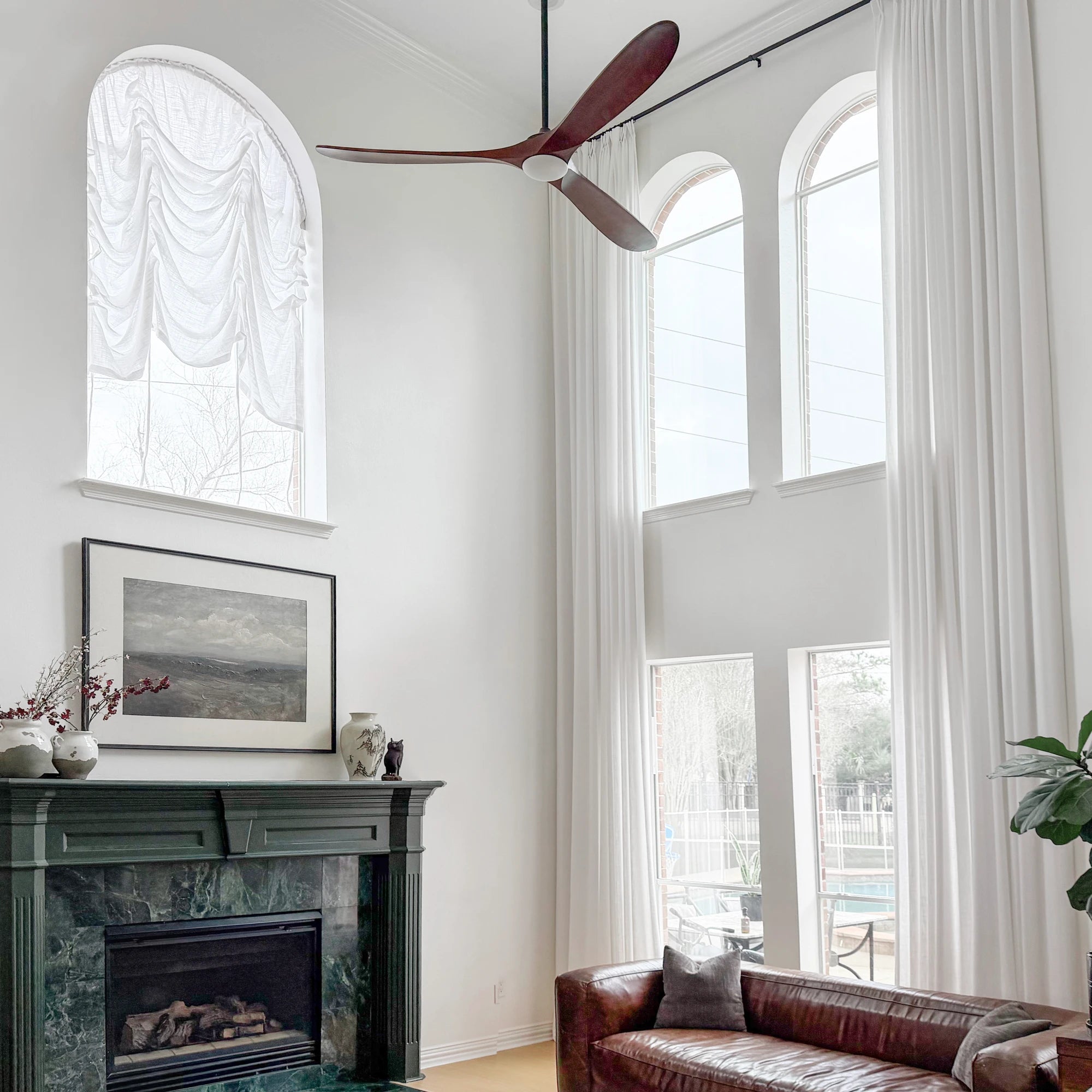 Marisol K1011 extra-high linen curtains for a tall window in a modern living room view 3

