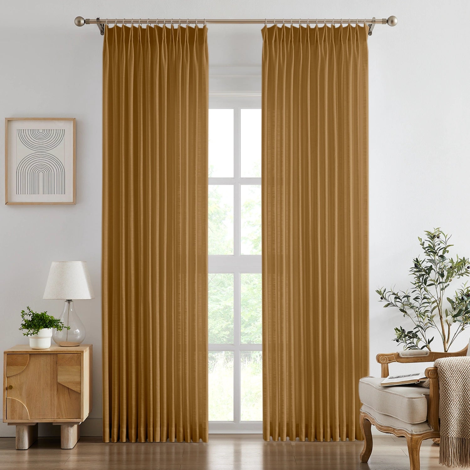 Marisol k1013_scene_1 linen curtains elegant pleated drapes showcased in a product image highlighting the curtains