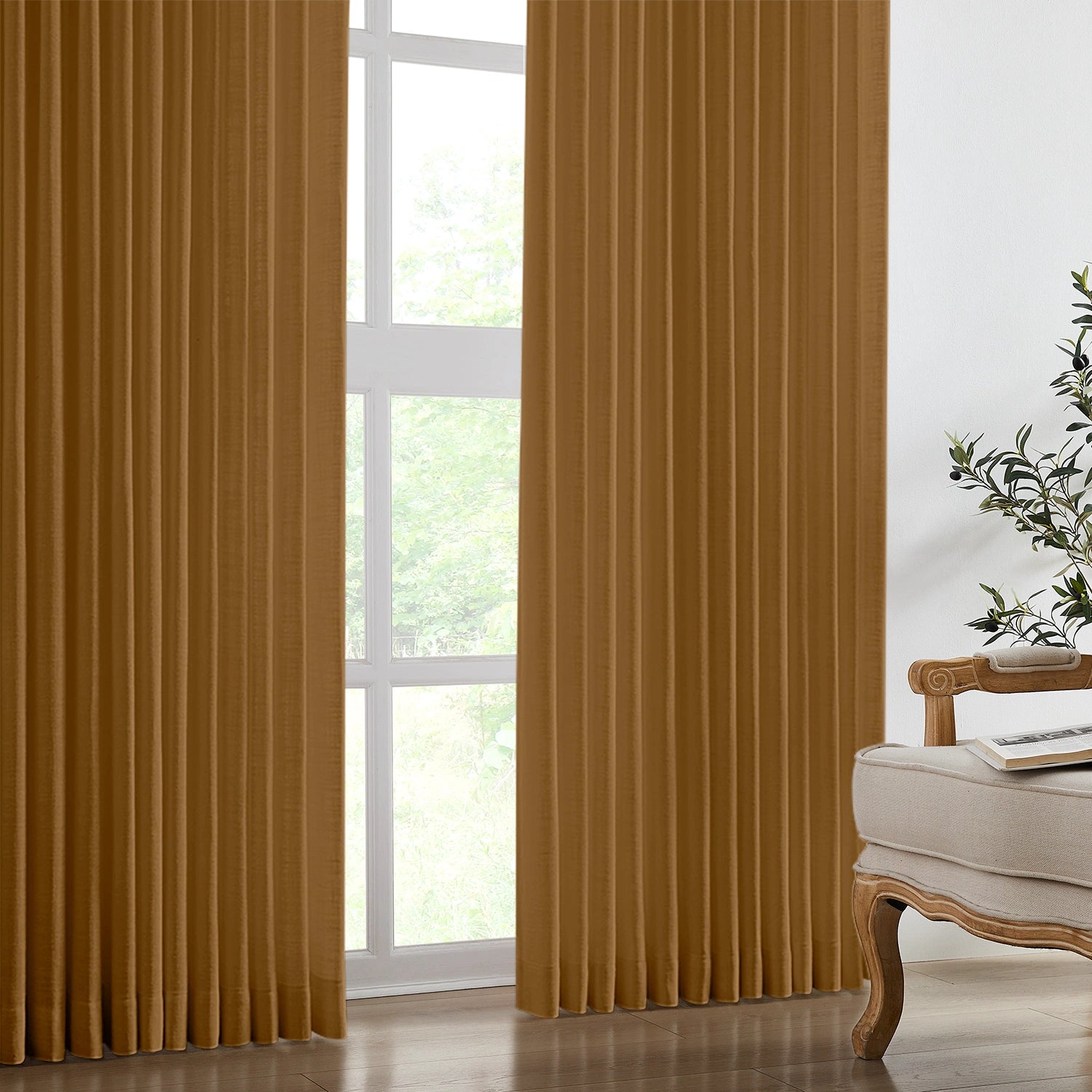 Marisol Linen Curtains K1013 timeless natural linen, elegant drape, softly diffused sunlight