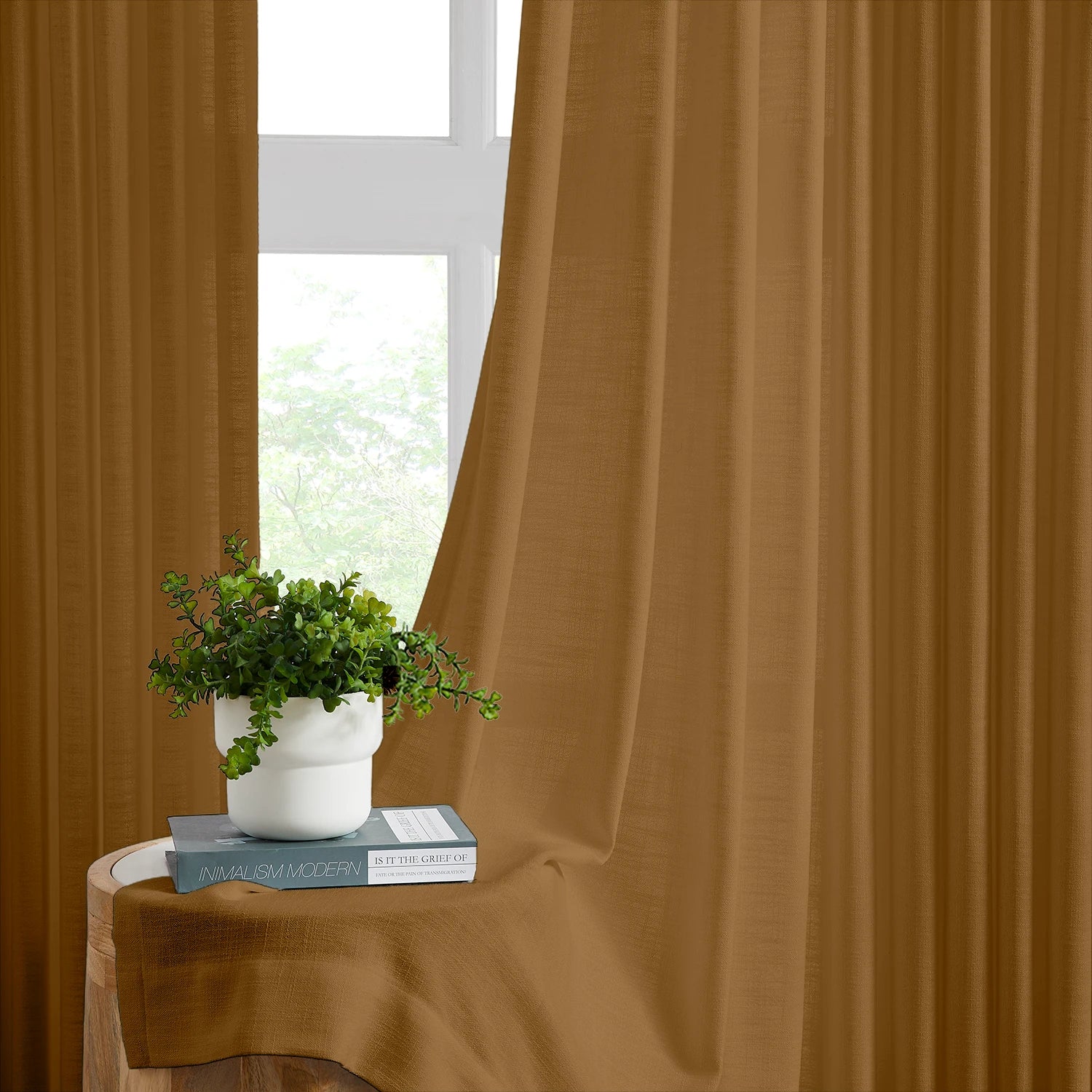 Marisol Linen Curtains adding a touch of sophistication to your living room, perfect for natural light.