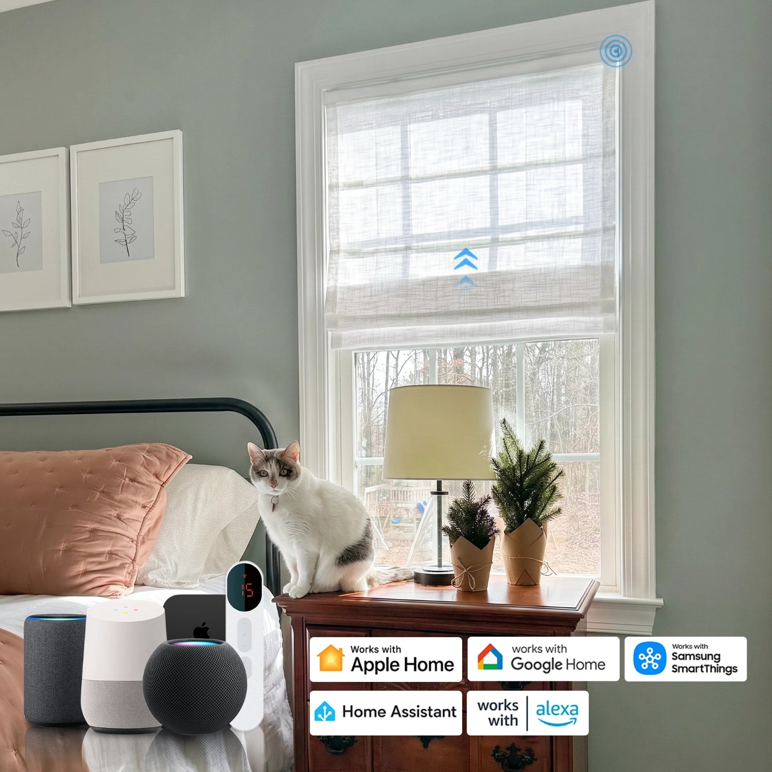 Marisol Smart Motorized Linen Roman Shades