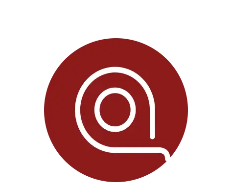 Translation missing: en.White spiral icon on a red circular background
