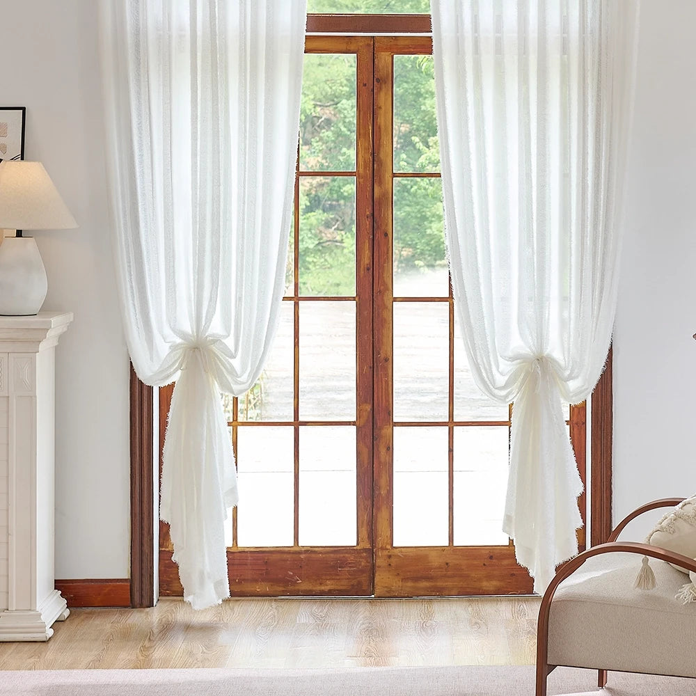 Meliora Pure White Feather Fleece Sheer Curtains for Modern Minimalist Interiors