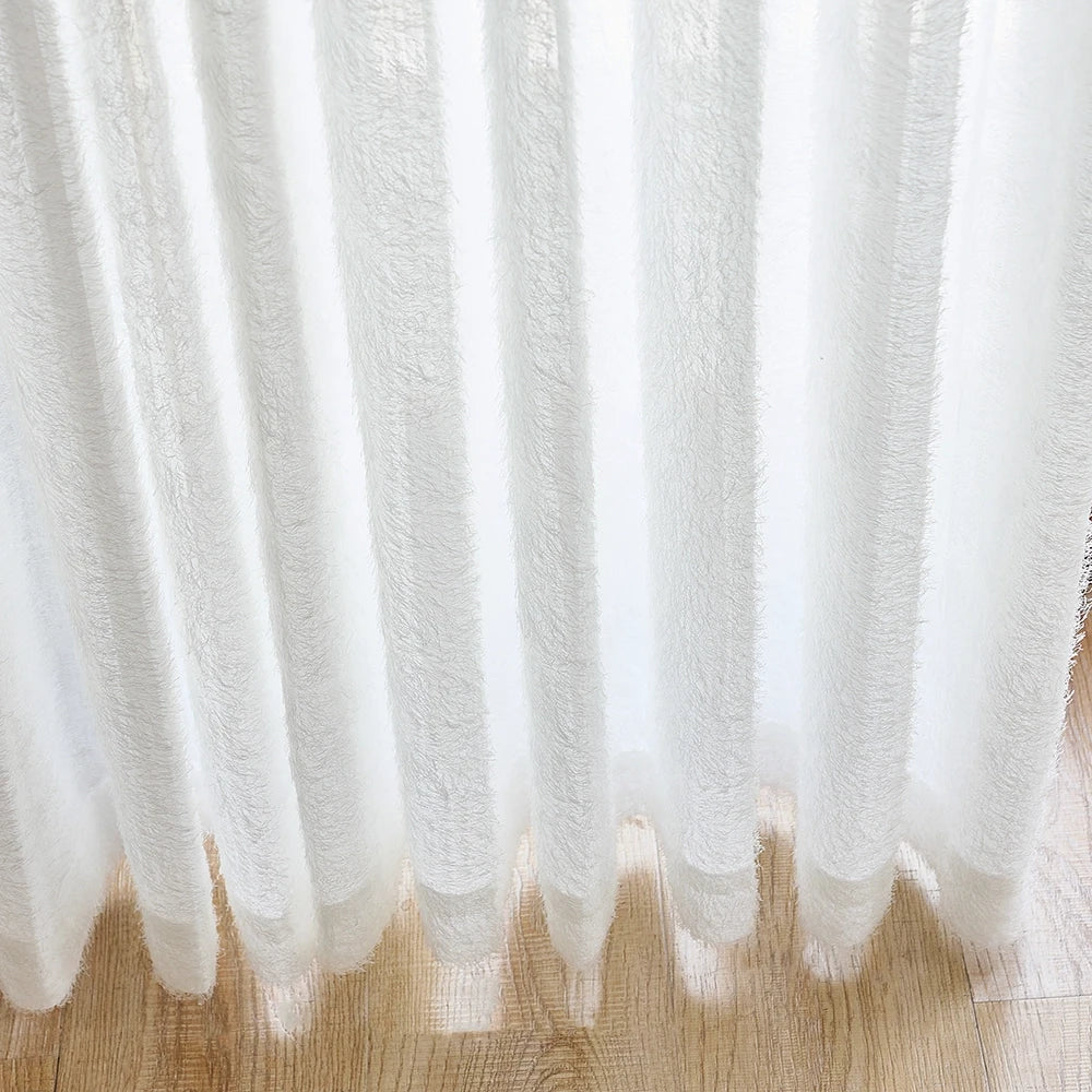 Meliora Pure White Feather Fleece Sheer Curtains for Modern Minimalist Interiors