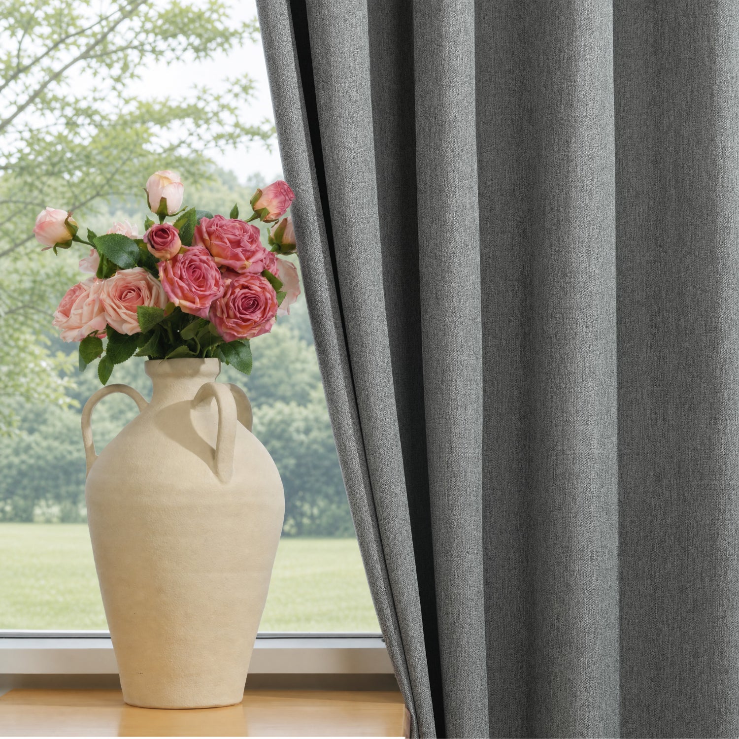 Melioraen Heathered Textured 100% Blackout Curtains