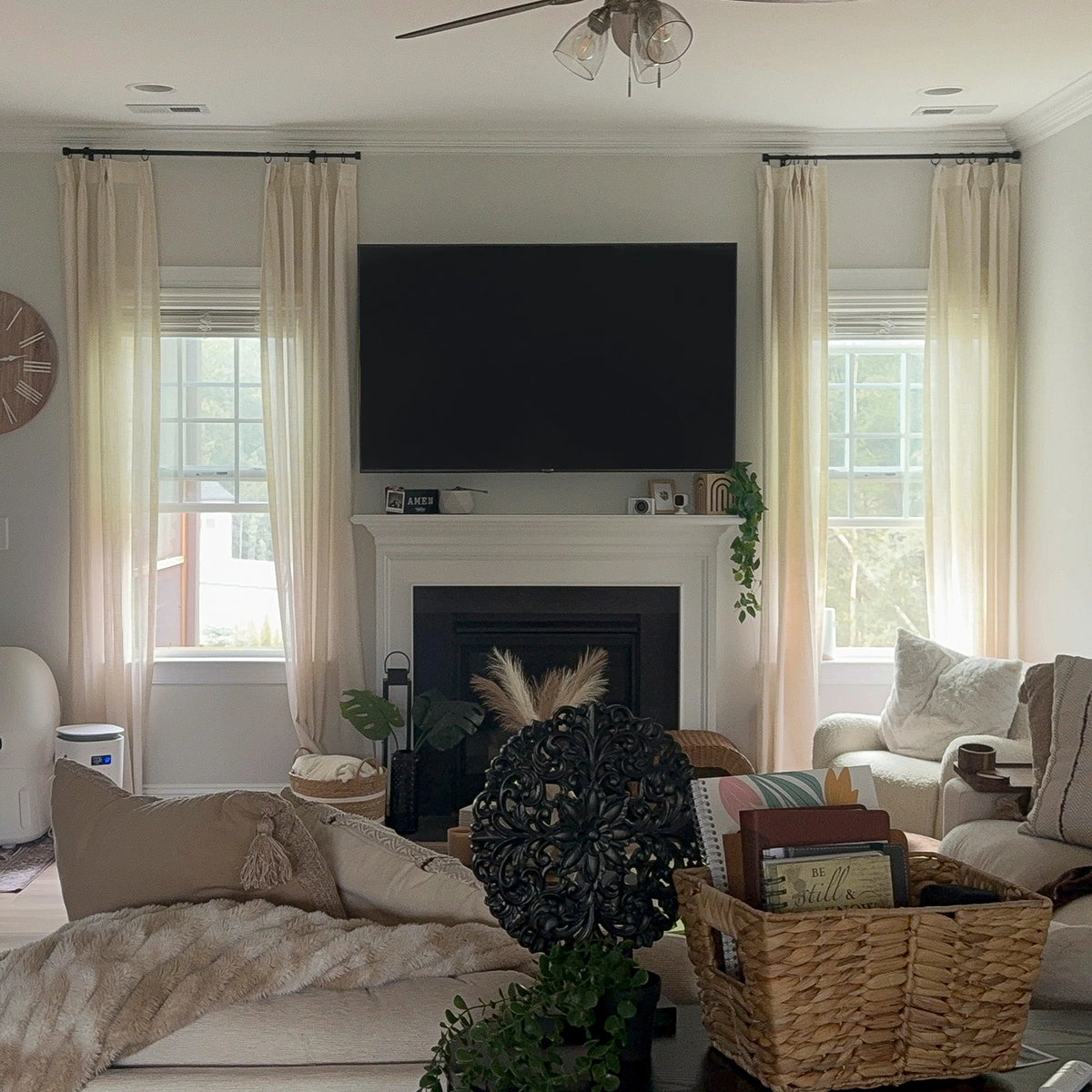 Miravel Linen Blend Semi Sheer Curtains