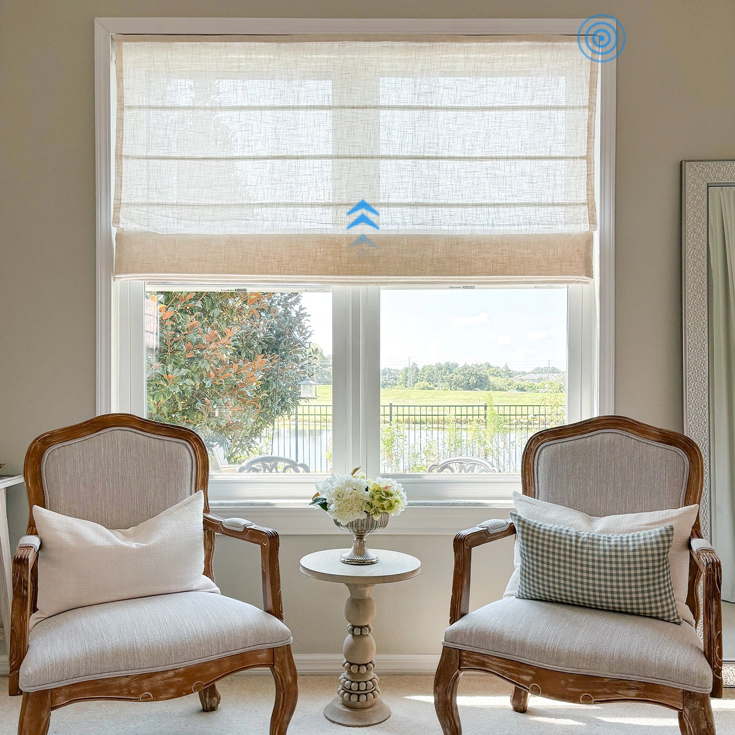 Miravel Smart Motorized Linen Blend Sheer Roman Shades