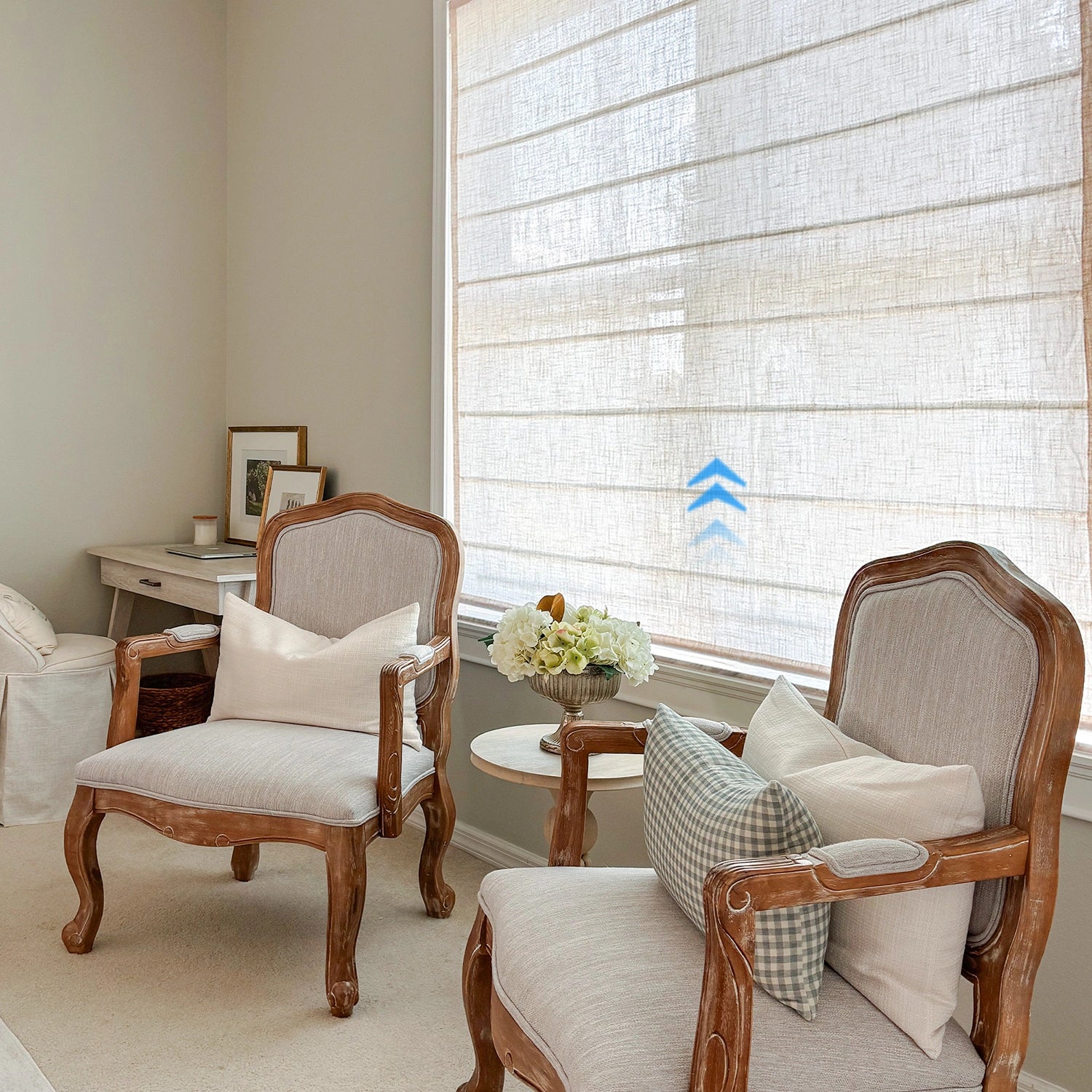 Miravel Smart Motorized Linen Blend Sheer Roman Shades