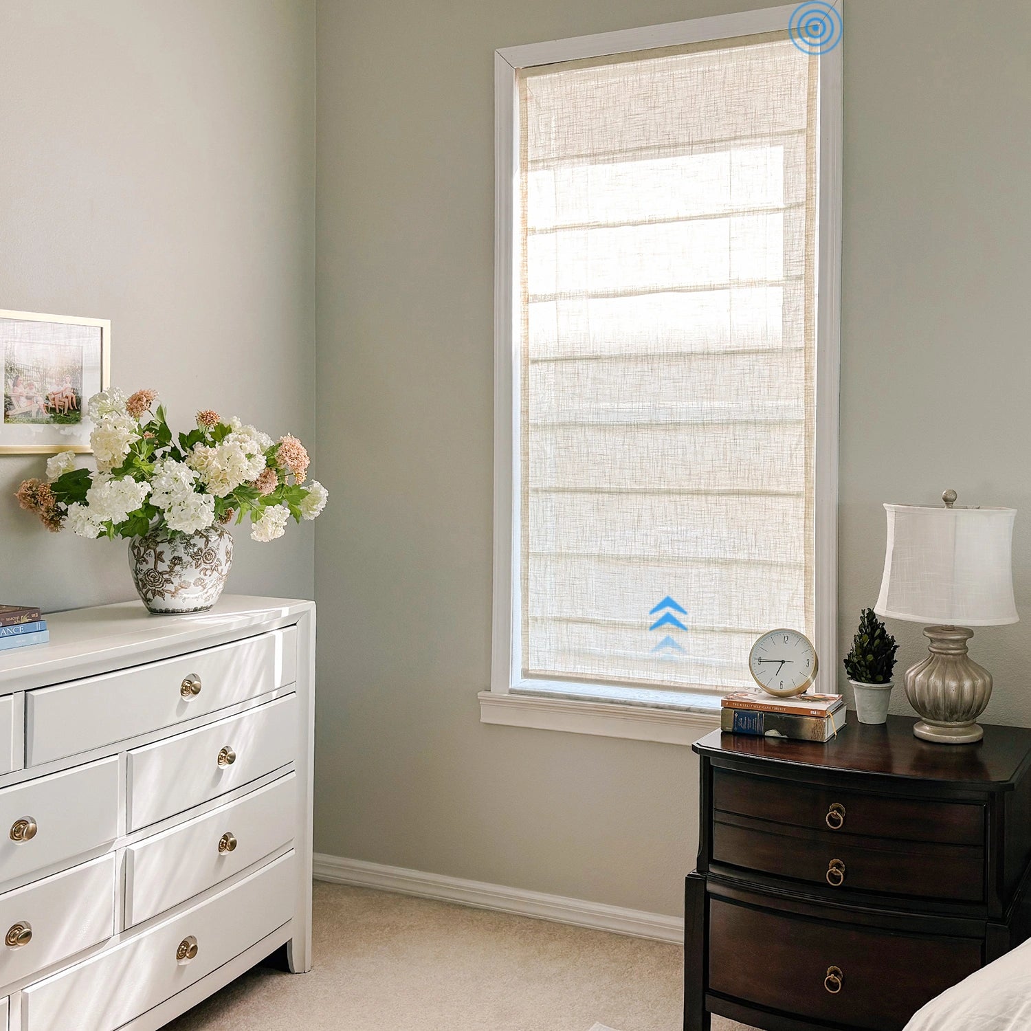 Miravel Smart Motorized Linen Blend Sheer Roman Shades