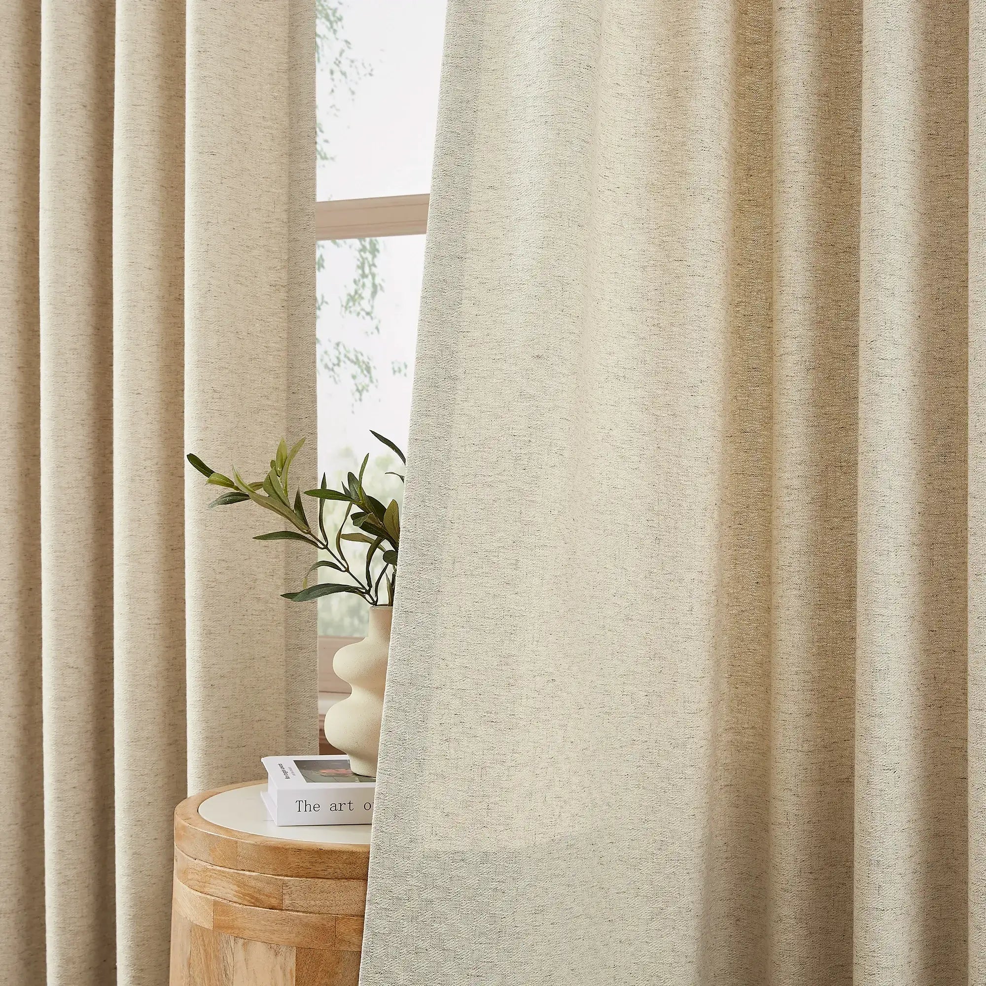Mirena Textured Linen-Cotton Blend Curtain – Intricate Micro-Weave & Soft Organic Drape