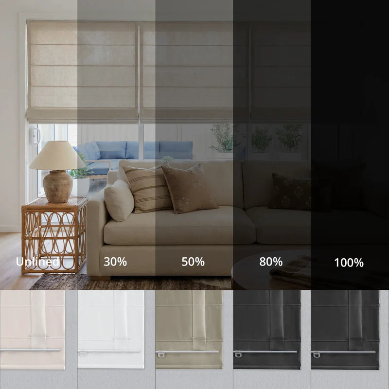 Clarissea Smart Motorized Linen Fine Stripe Roman Shades