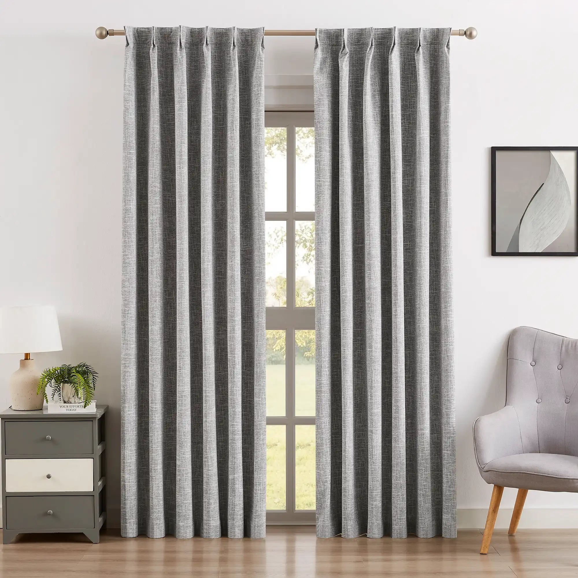 Nolissa Cotton Blend 100% Blackout Crossweave Textured Curtains