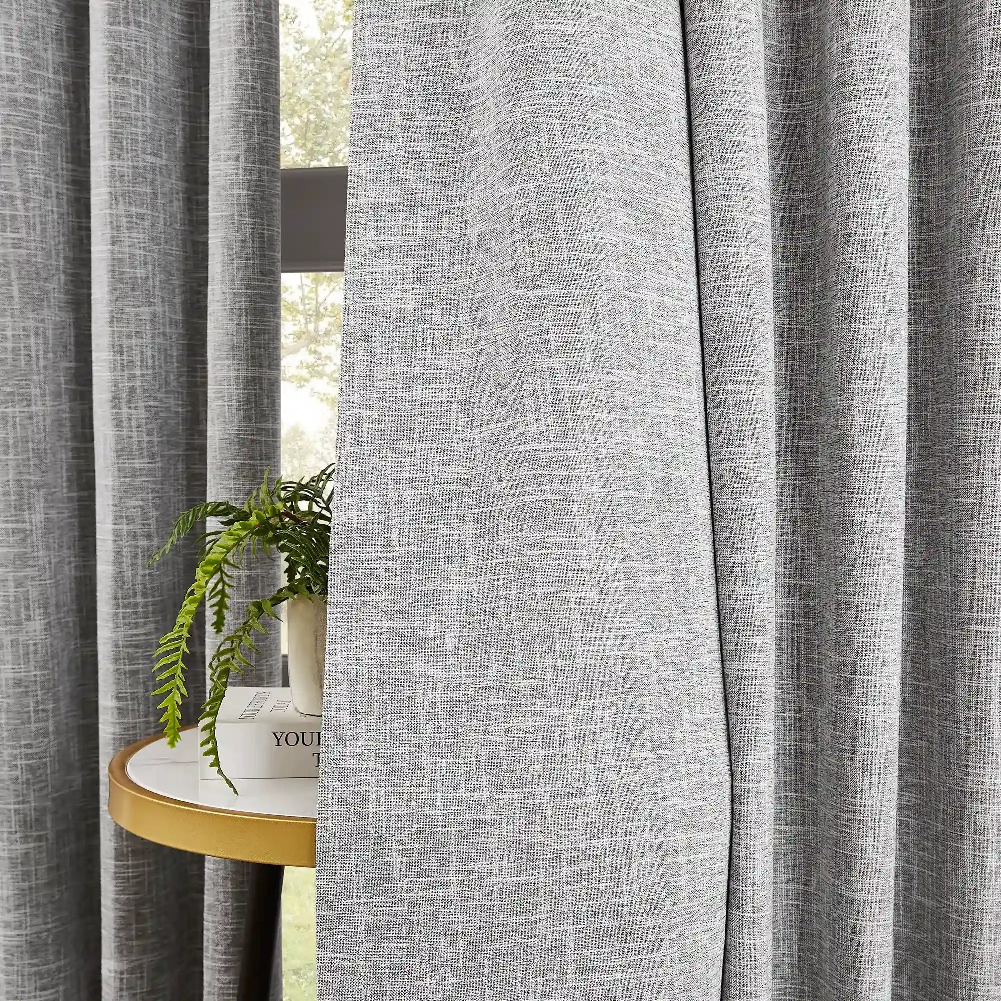 Nolissa Cotton Blend 100% Blackout Crossweave Textured Curtains