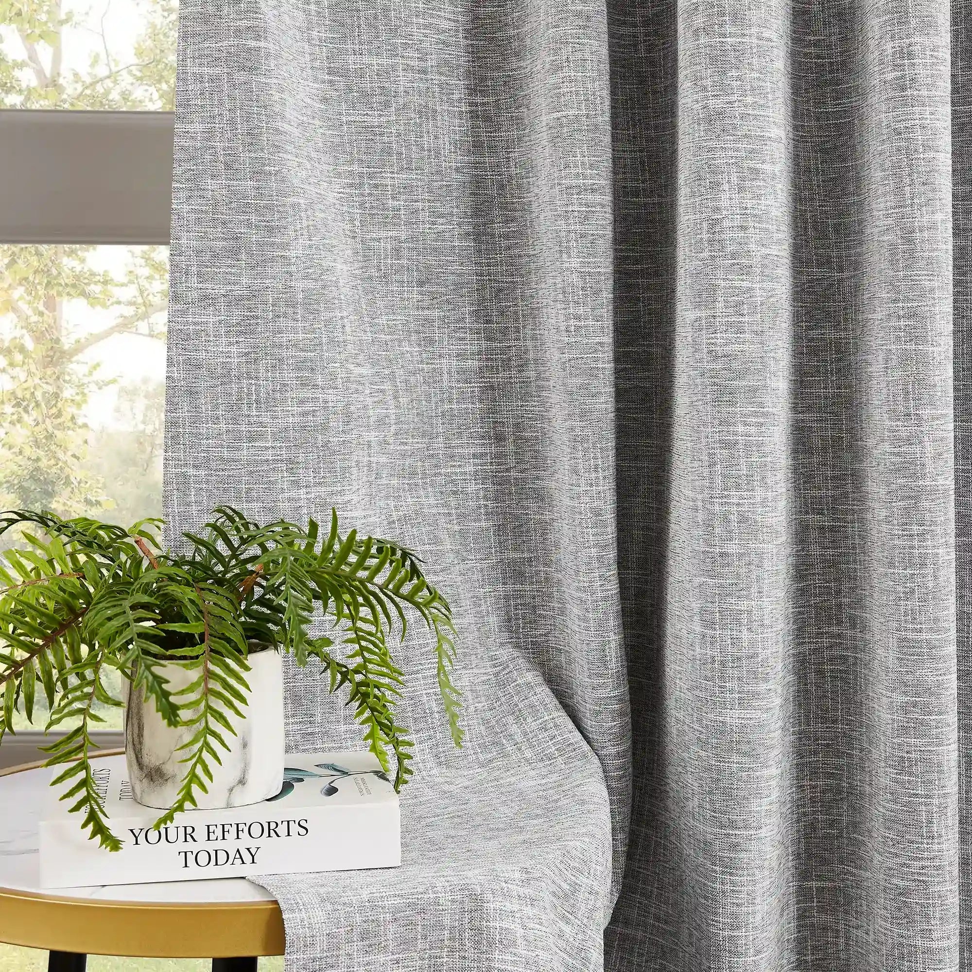 Nolissa Cotton Blend 100% Blackout Crossweave Textured Curtains