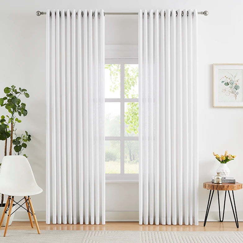 Freshine Orinda Linen Semi Sheer Curtains for Elegant Linen-Blend Drapes with Sophisticated Light Control