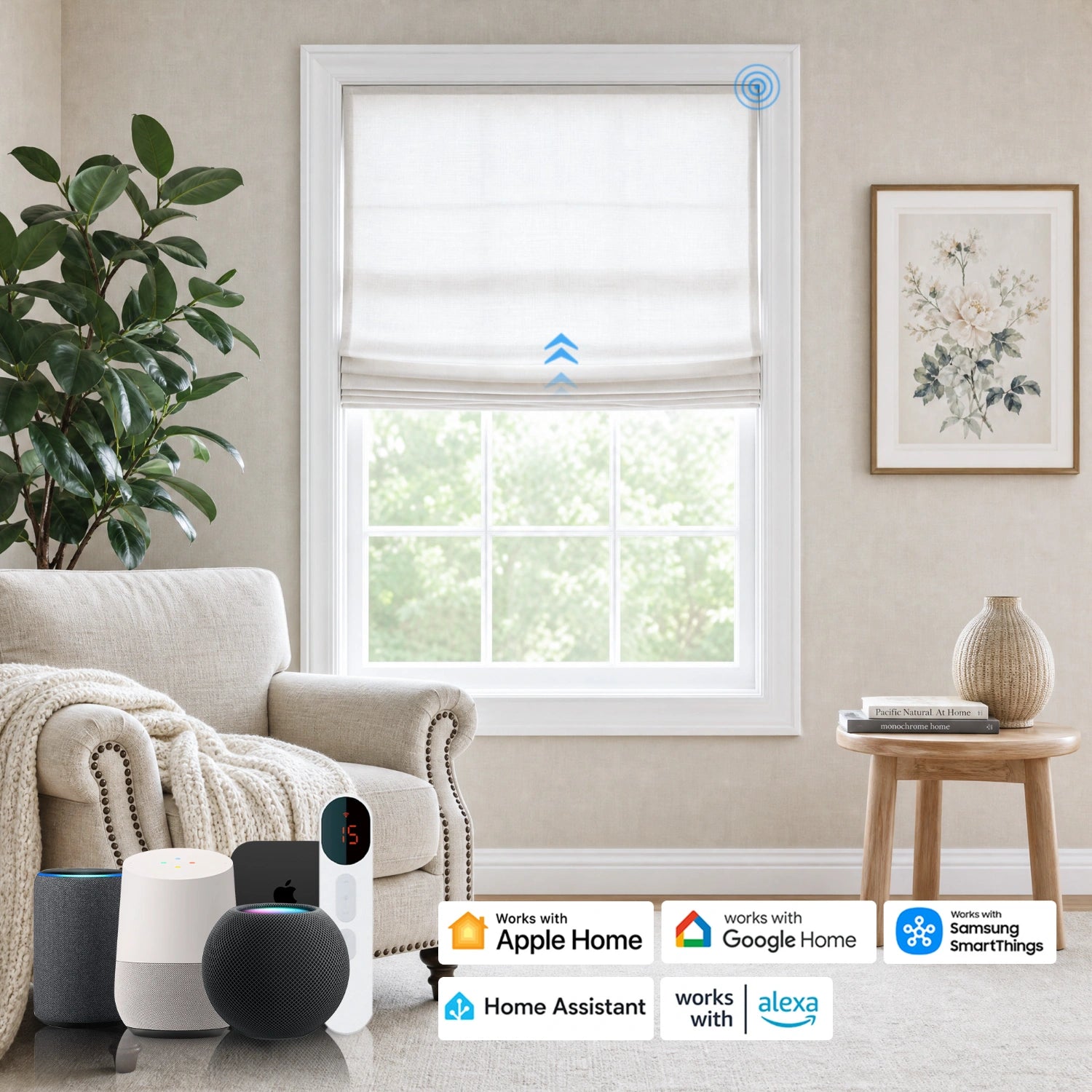Orinda Smart Motorized Semi-Sheer Roman Shades
