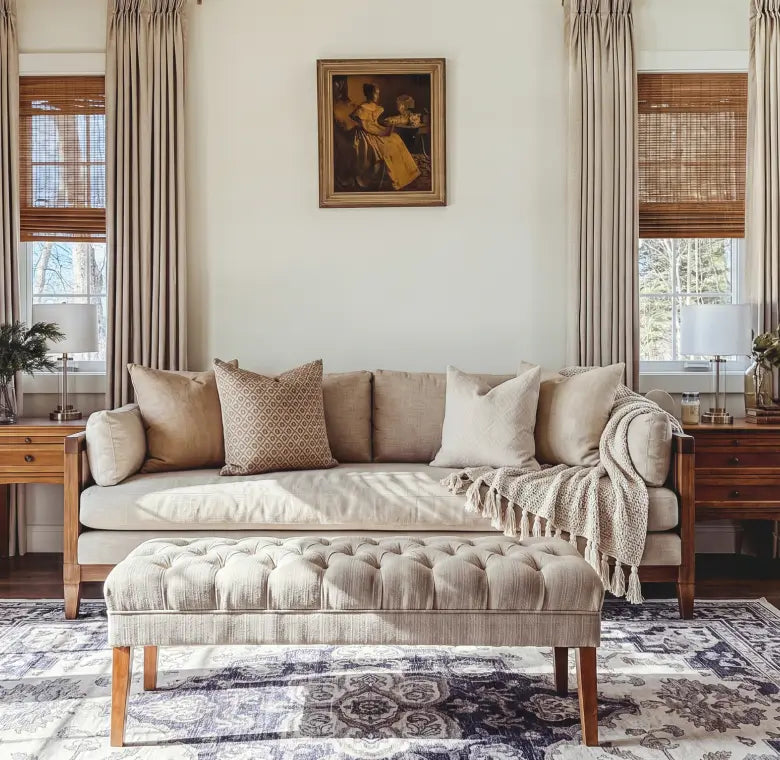Stylish living room curtains in linen or velvet, elevating your space with elegance.