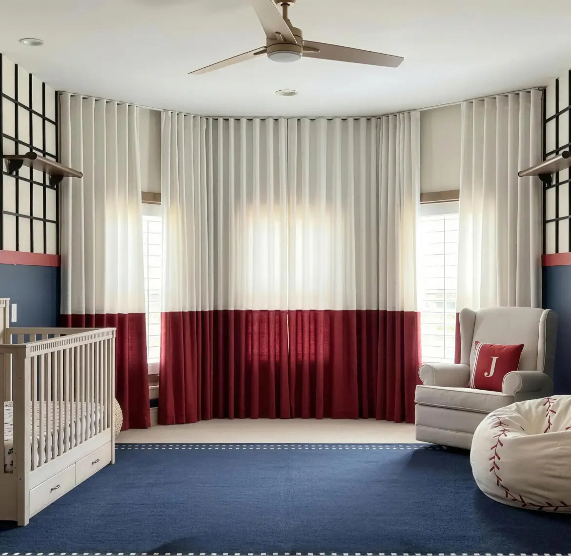 Playful kids room curtains in colorful patterns, perfect for a fun and cozy space