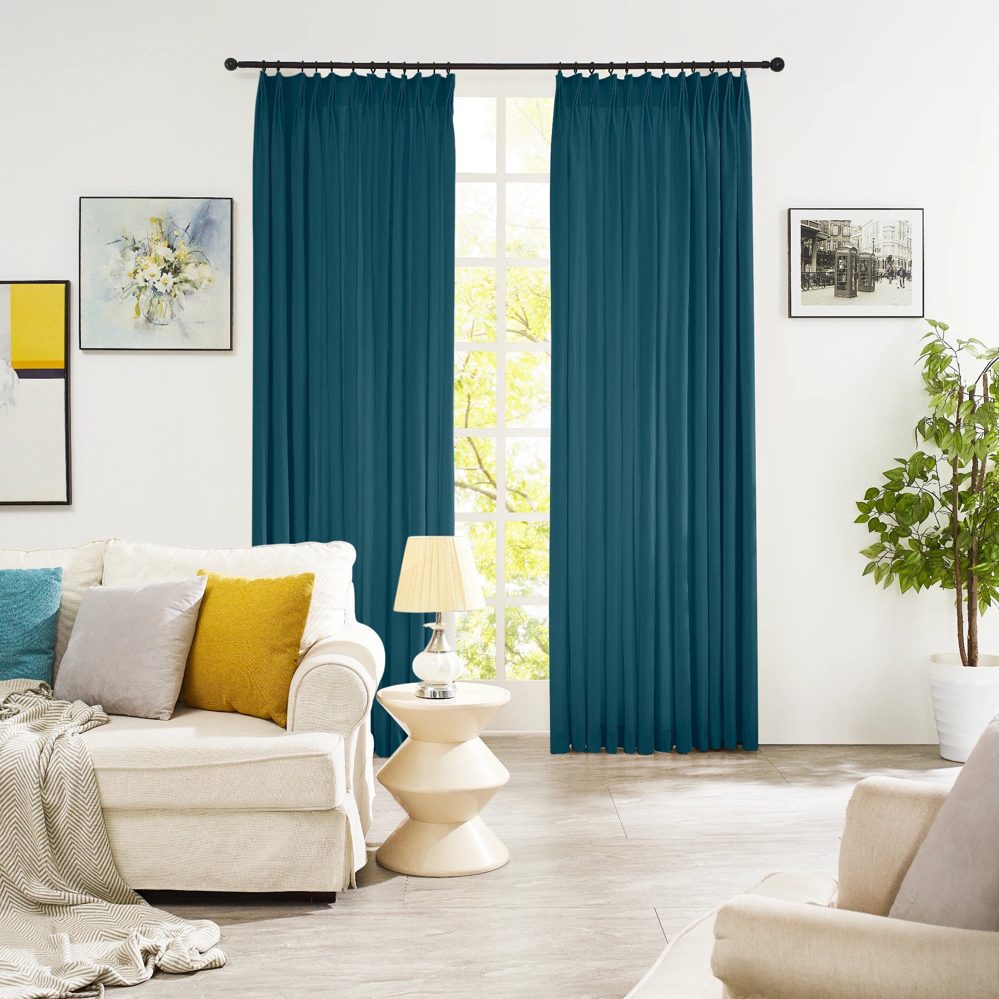 Selene Velvet Curtains for Room Darkening - Luxurious Drapes J803-55_scene_1: plush velvet texture, elegant drape, room darkening performance in modern bedroom interior